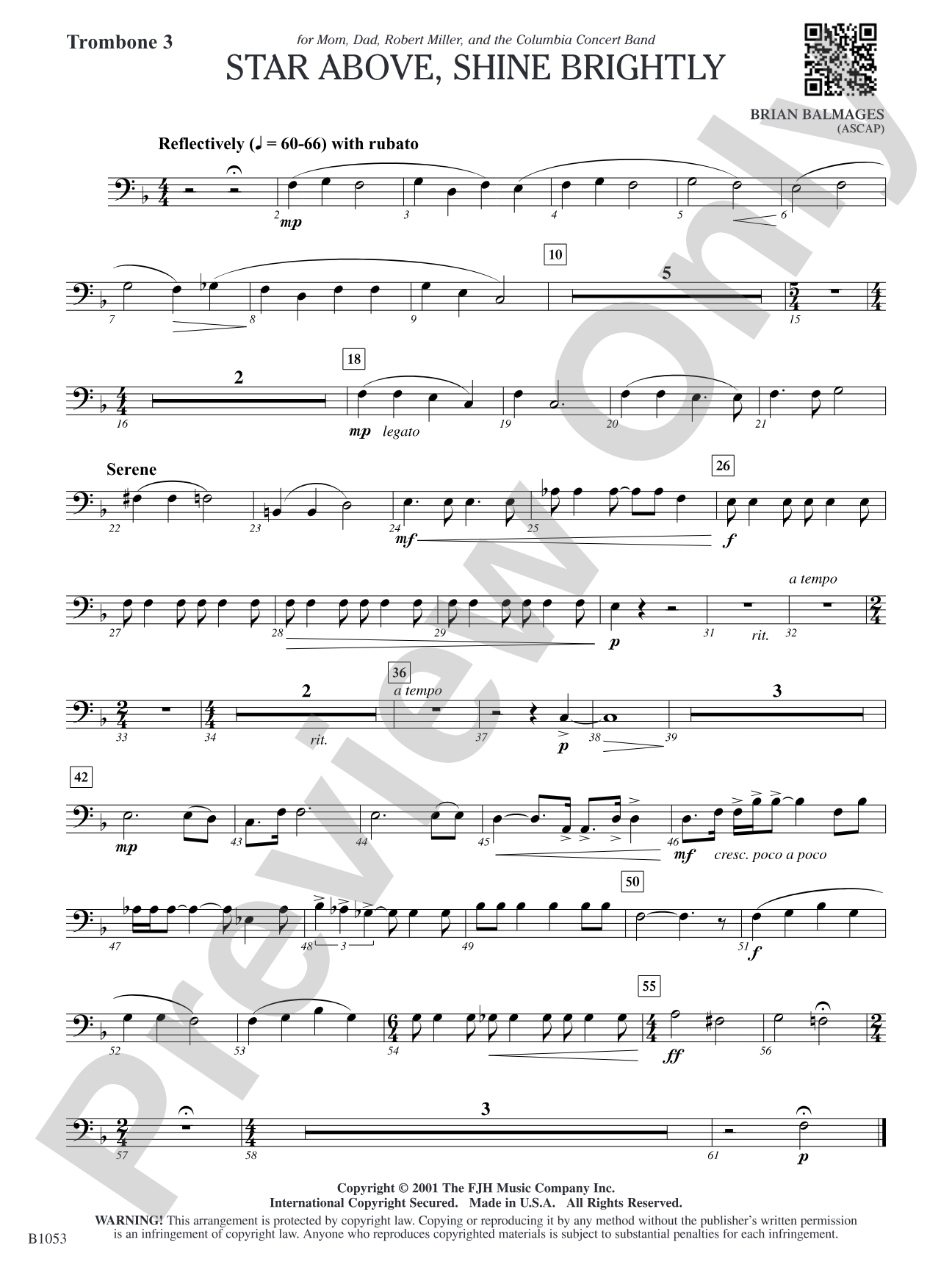 Star Above, Shine Brightly: Trombone 3