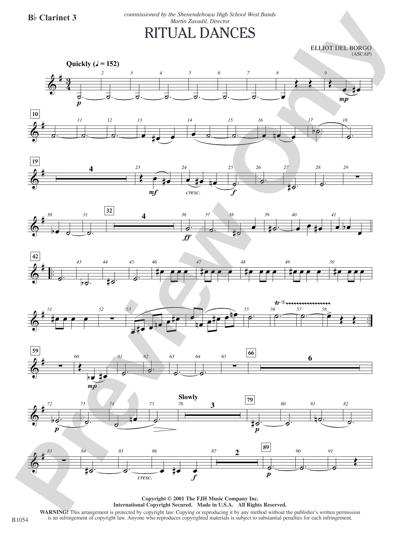 Ritual Dances: B-flat Clarinet 3