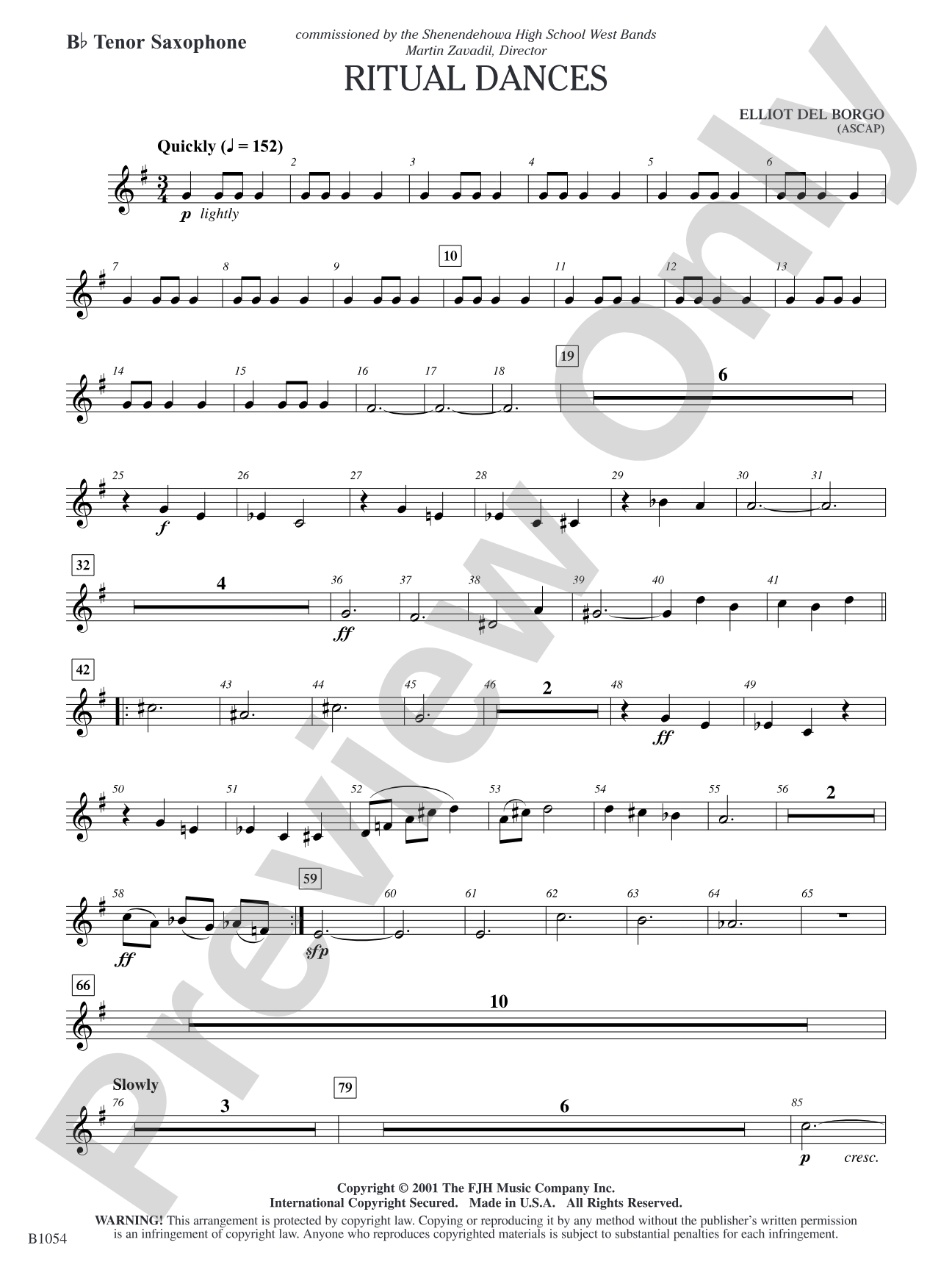 Ritual Dances: B-flat Tenor Saxophone