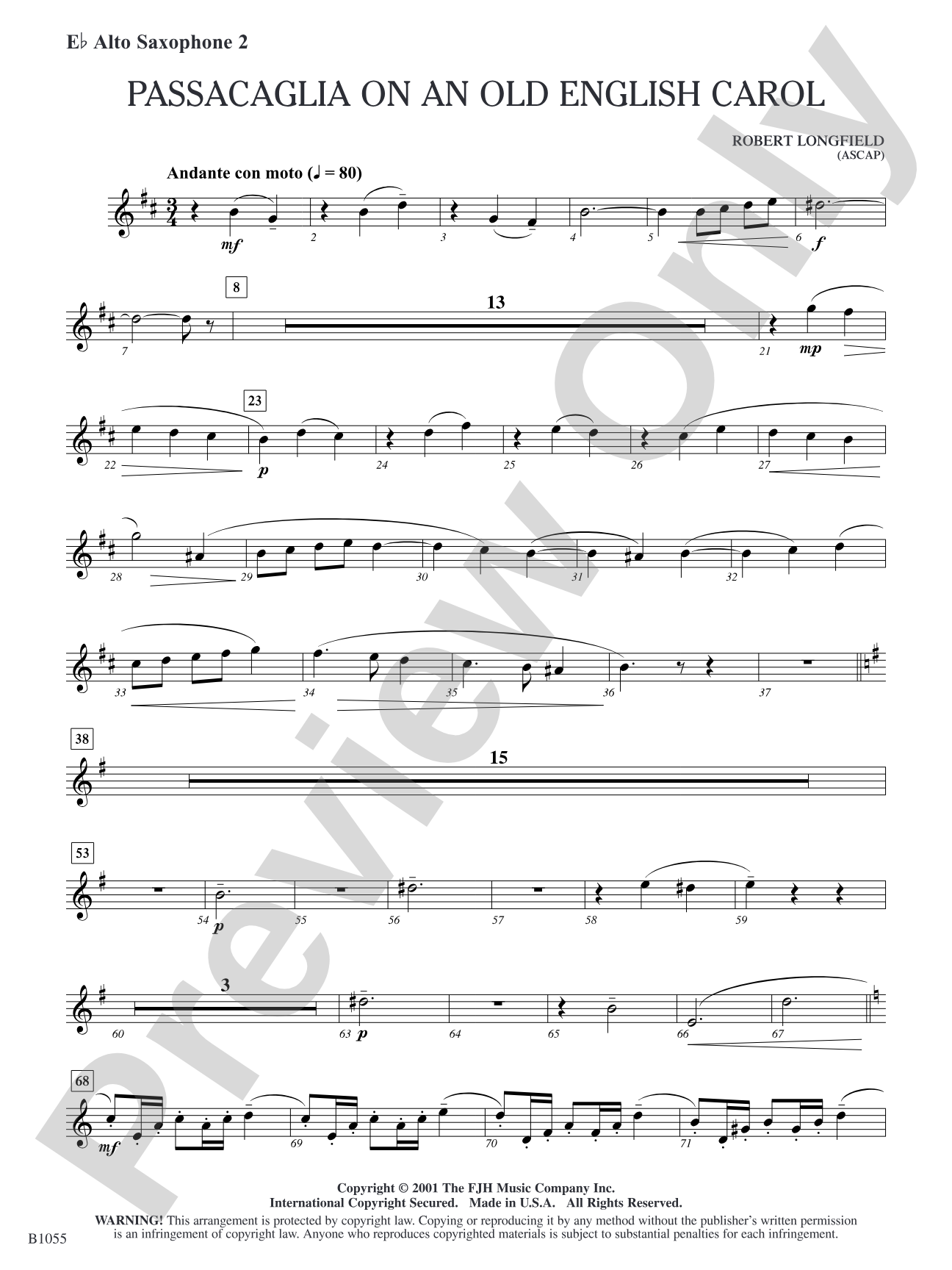 Passacaglia on an Old English Carol: E-flat Alto Saxophone 2