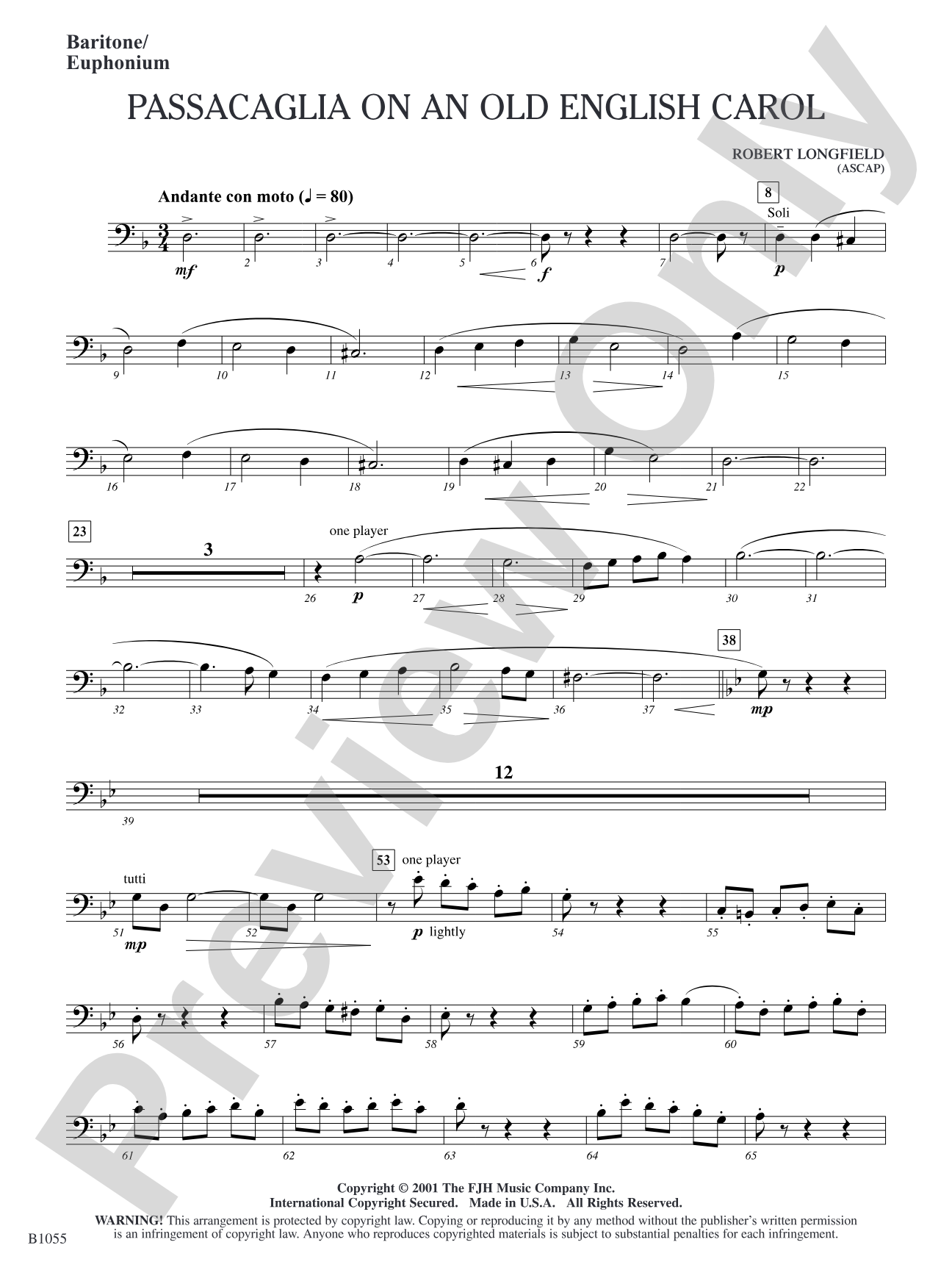 Passacaglia on an Old English Carol: Baritone/Euphonium