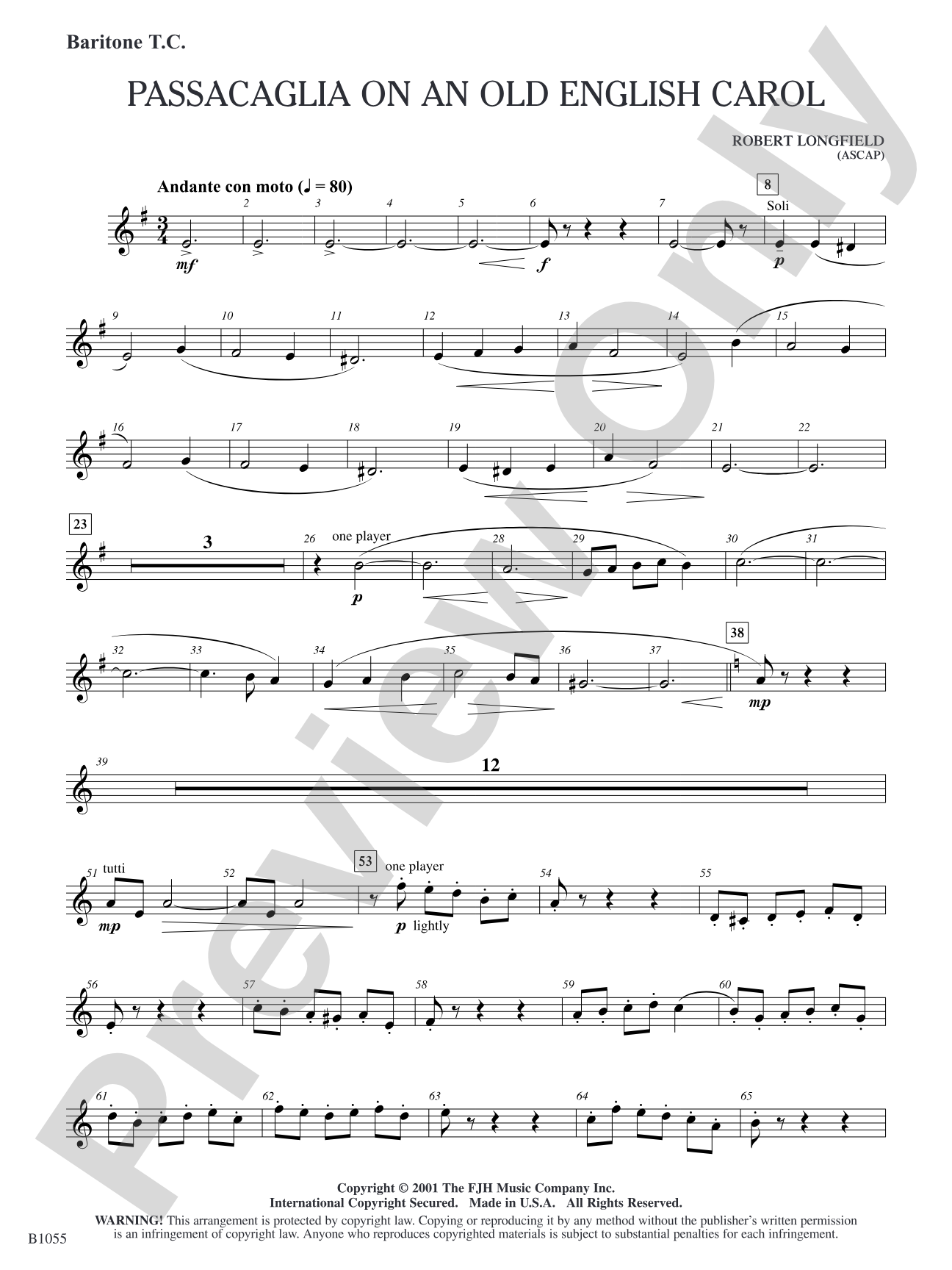 Passacaglia on an Old English Carol: Baritone T.C.
