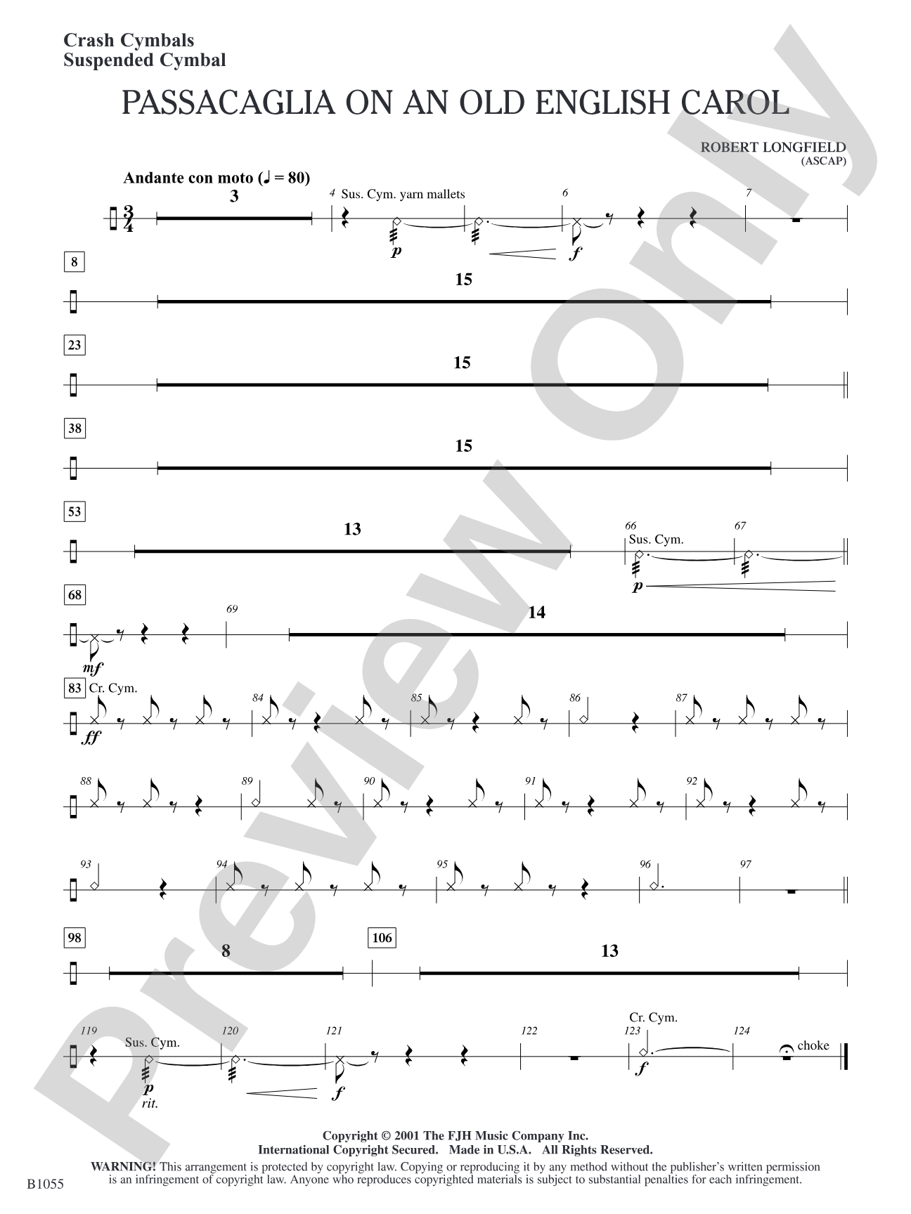 Passacaglia on an Old English Carol: Crash Cymbals / Suspended Cymbal