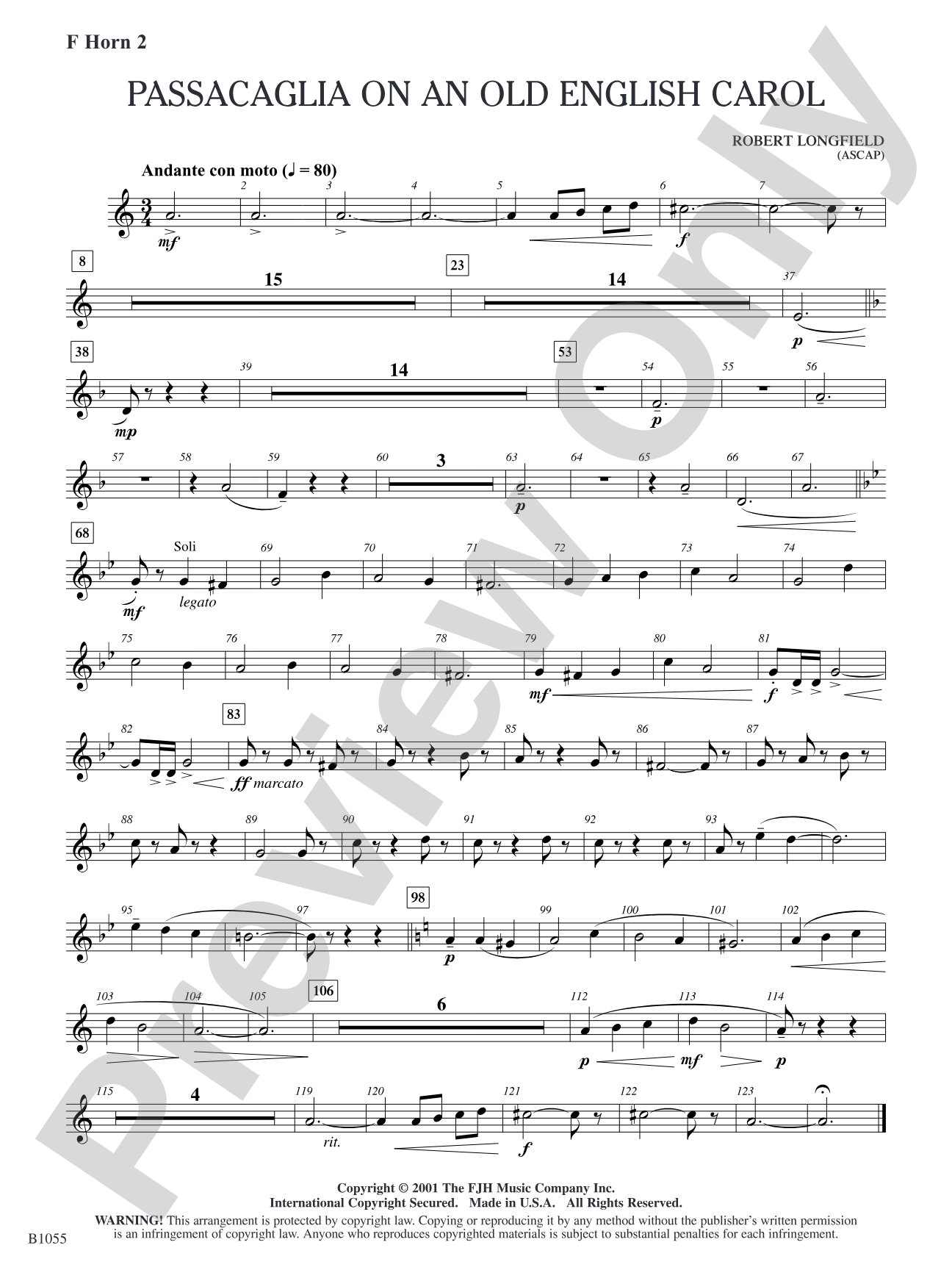 Passacaglia on an Old English Carol: F Horn 2