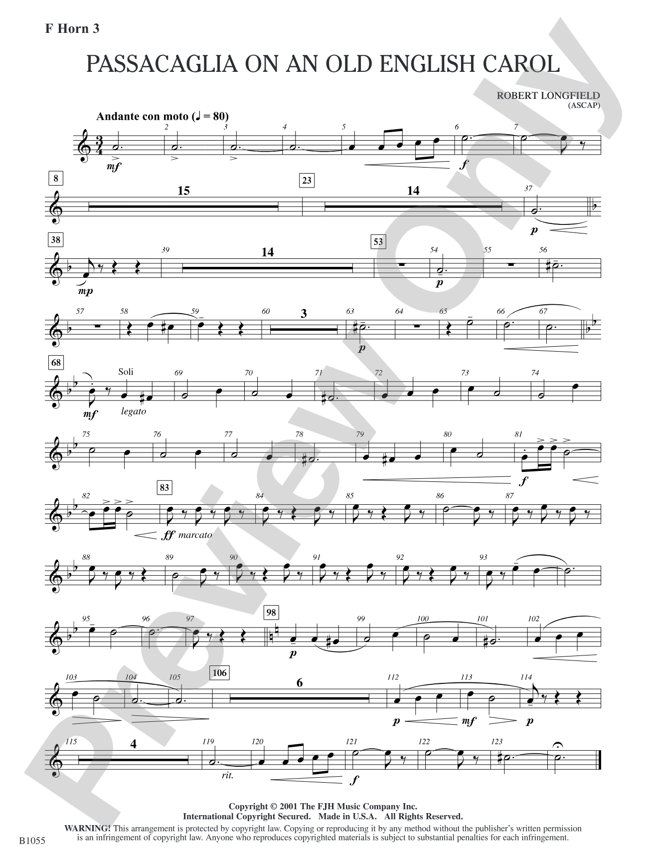 Passacaglia on an Old English Carol: F Horn 3