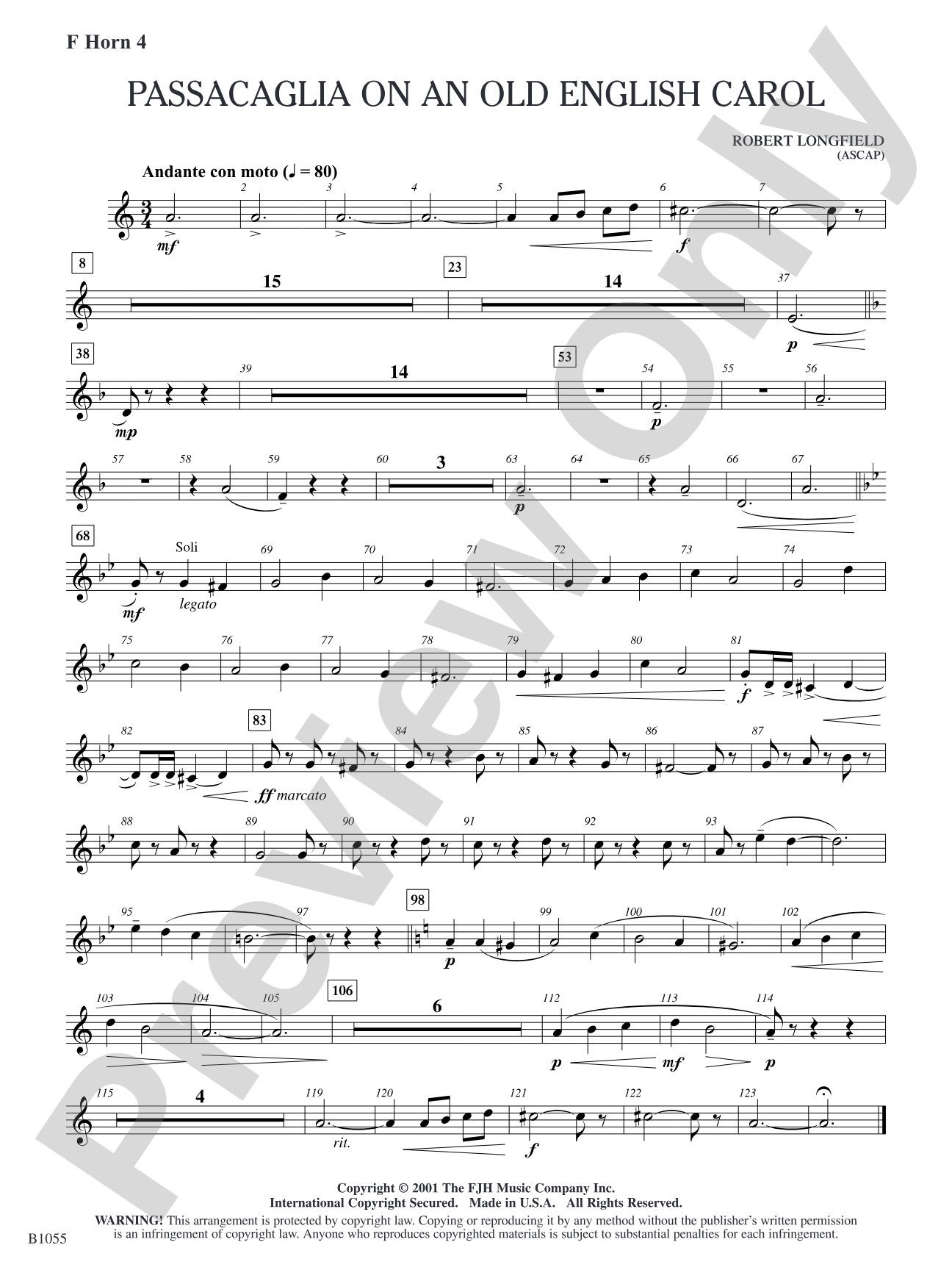 Passacaglia on an Old English Carol: F Horn 4