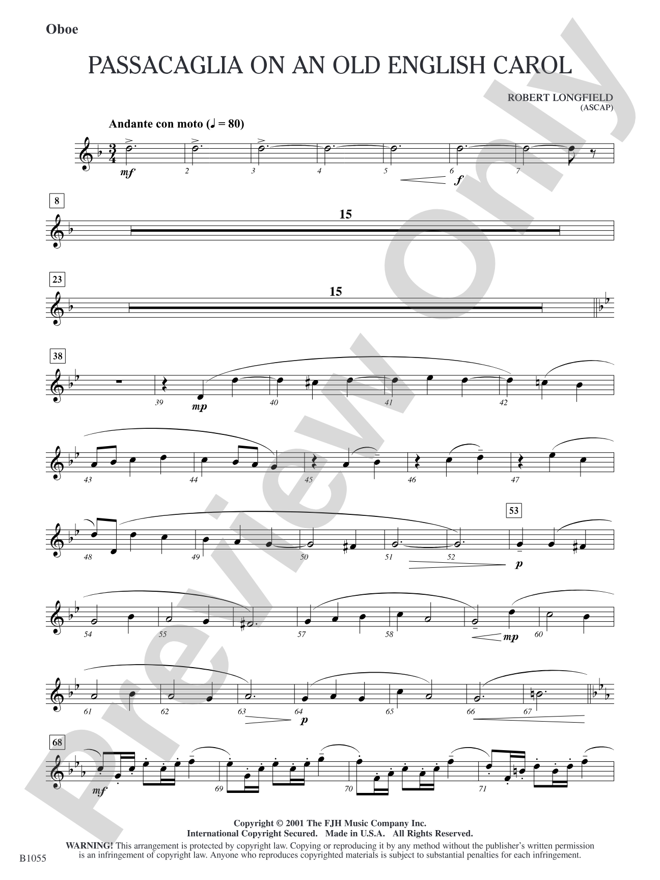 Passacaglia on an Old English Carol: Oboe