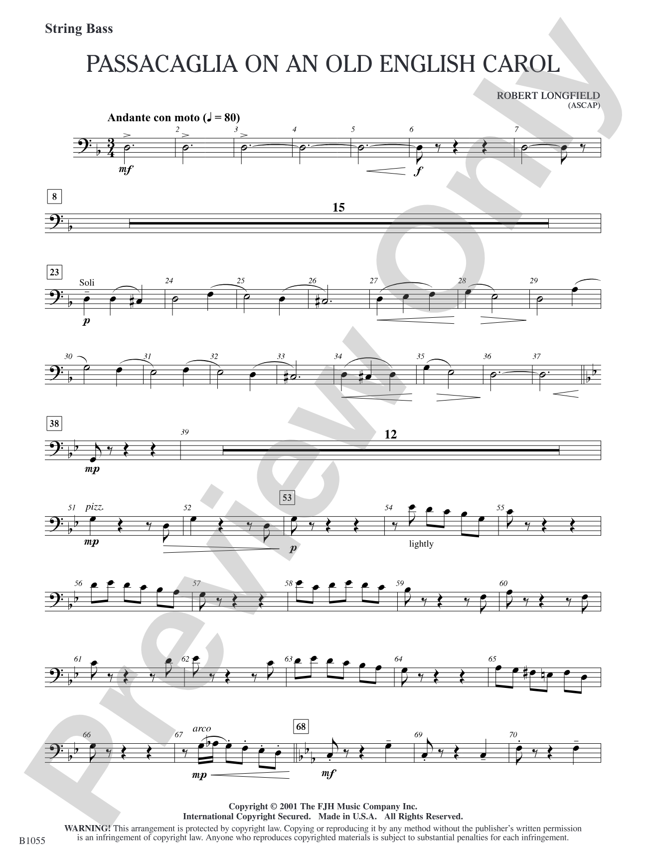 Passacaglia on an Old English Carol: String Bass