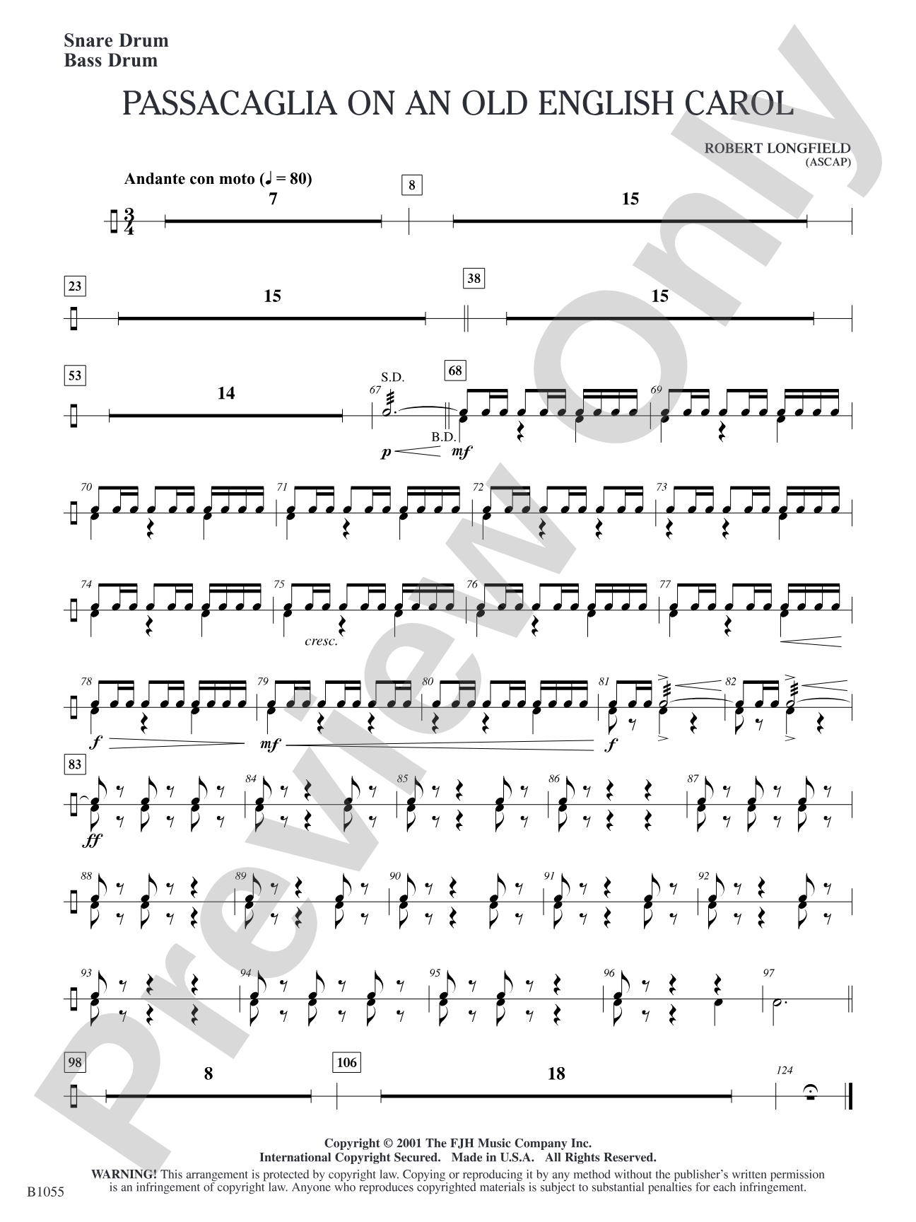 Passacaglia on an Old English Carol: Snare Drum / Bass Drum
