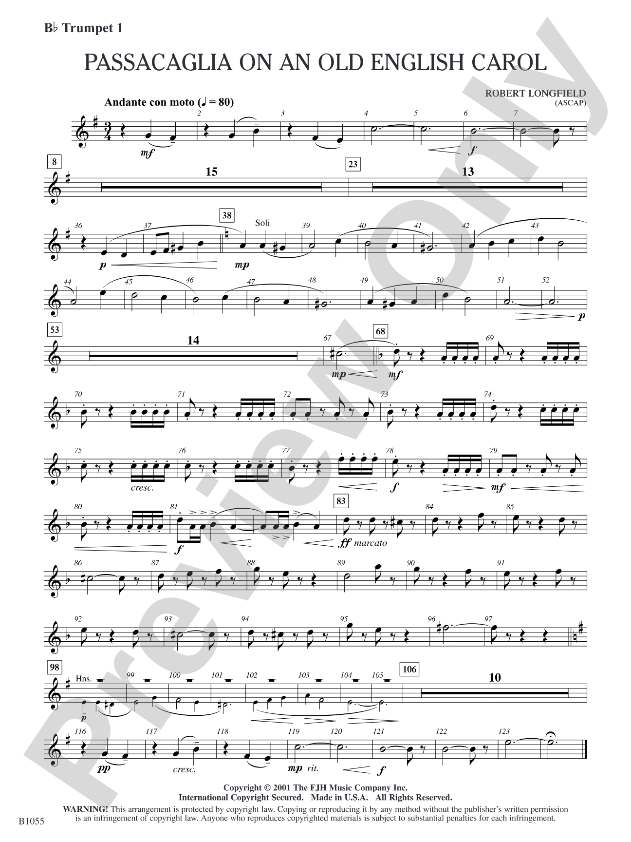 Passacaglia on an Old English Carol: B-flat Trumpet 1