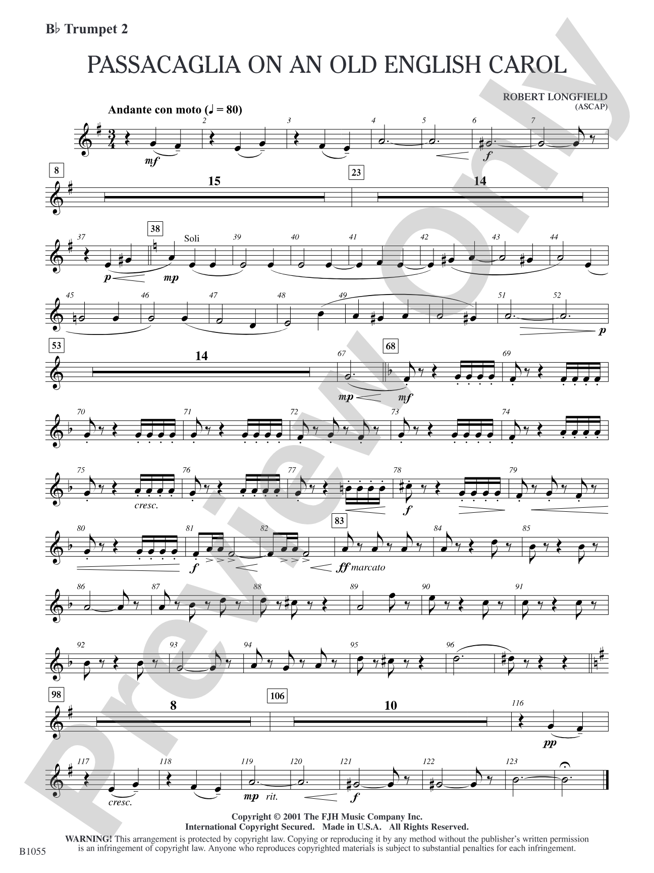 Passacaglia on an Old English Carol: B-flat Trumpet 2