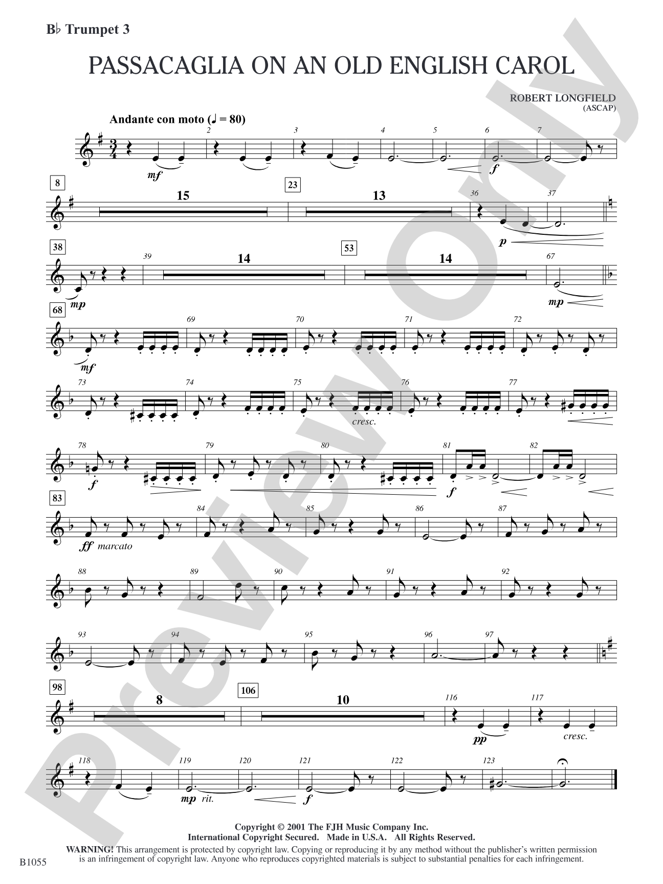 Passacaglia on an Old English Carol: B-flat Trumpet 3