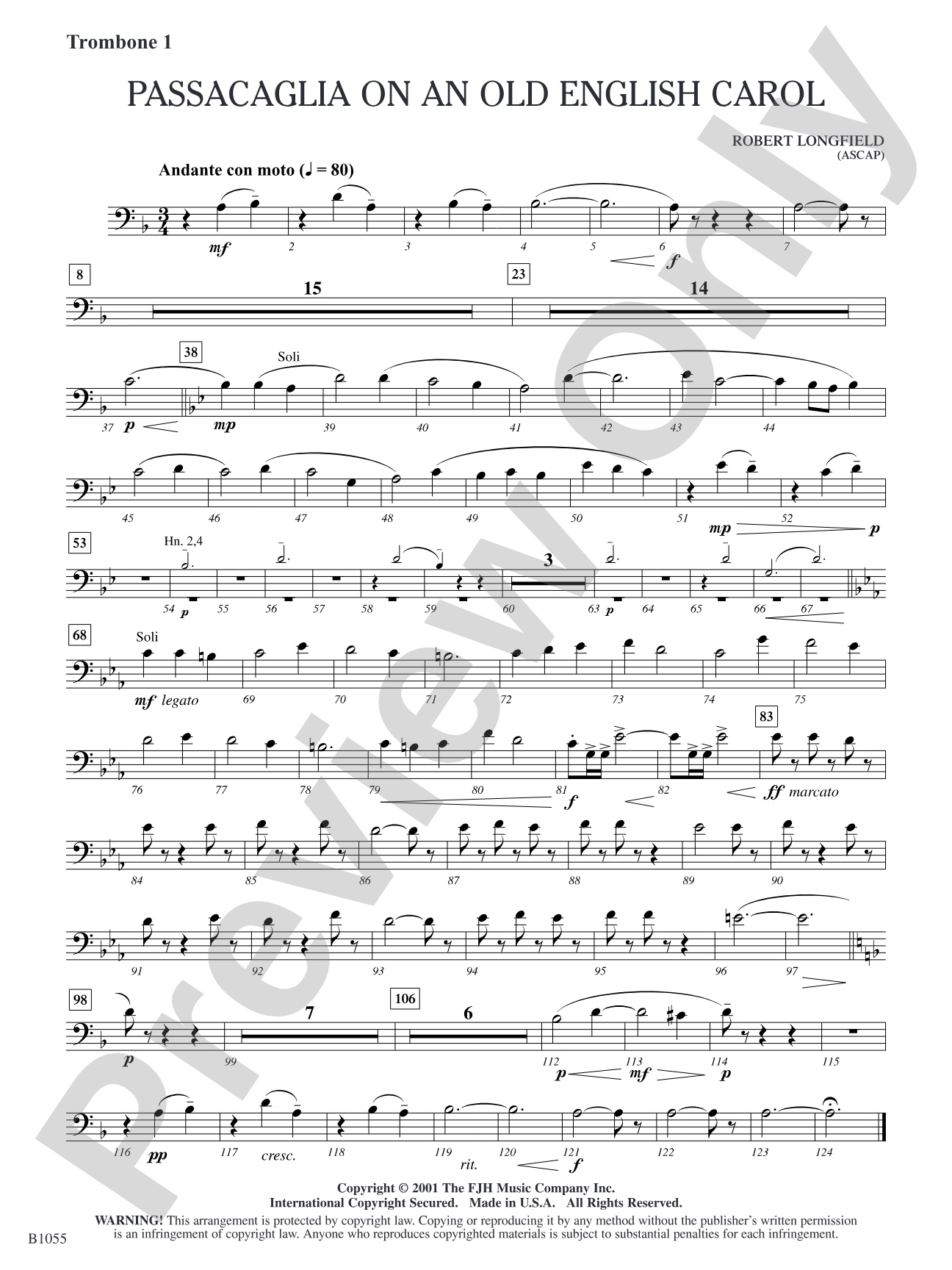 Passacaglia on an Old English Carol: Trombone 1
