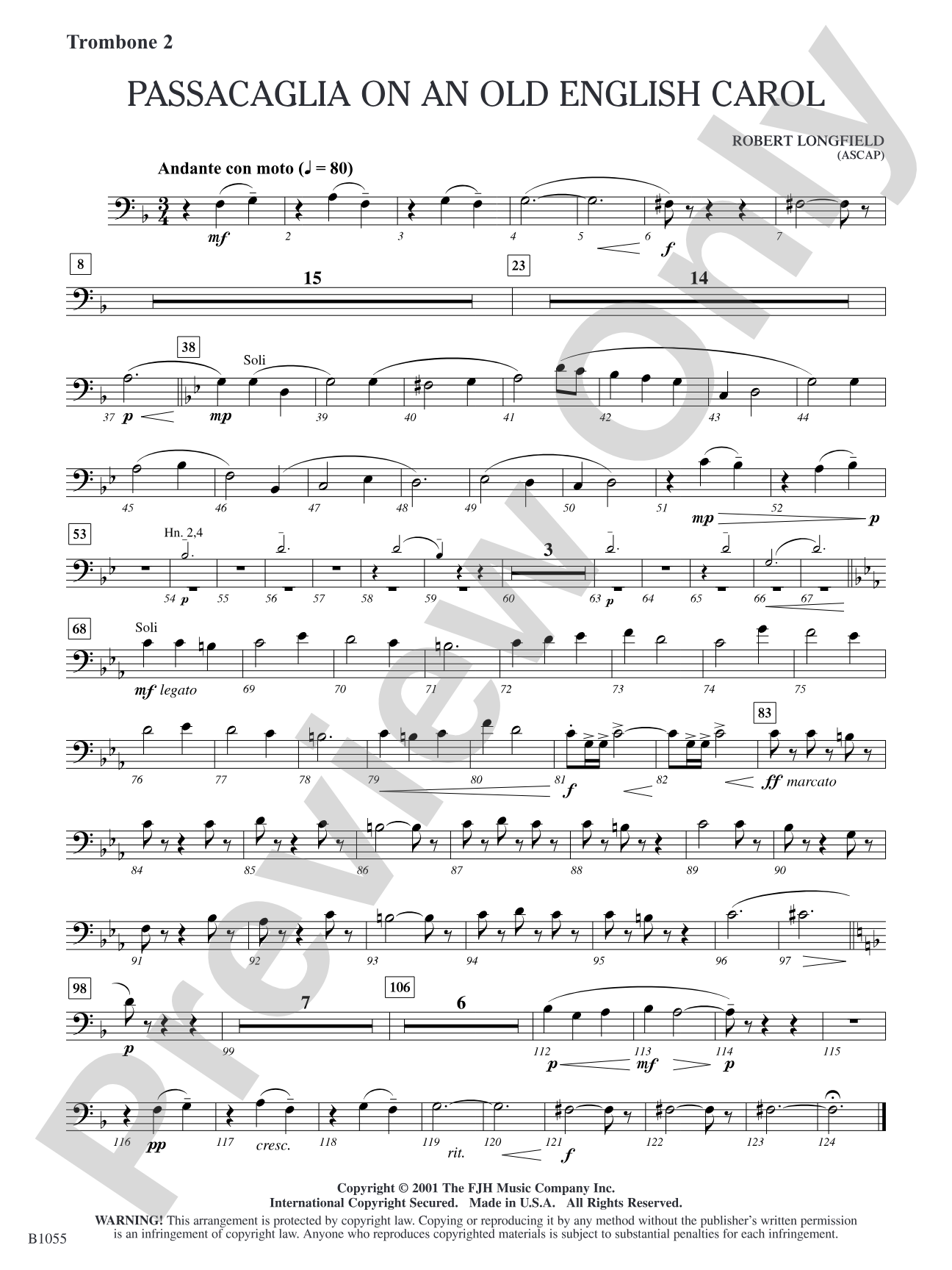 Passacaglia on an Old English Carol: Trombone 2
