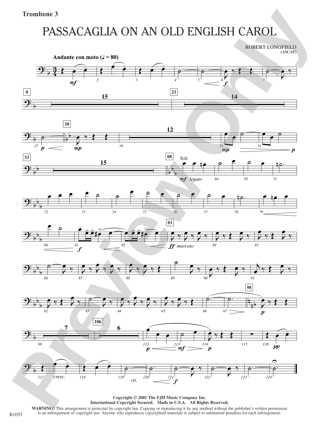 Passacaglia on an Old English Carol: Trombone 3