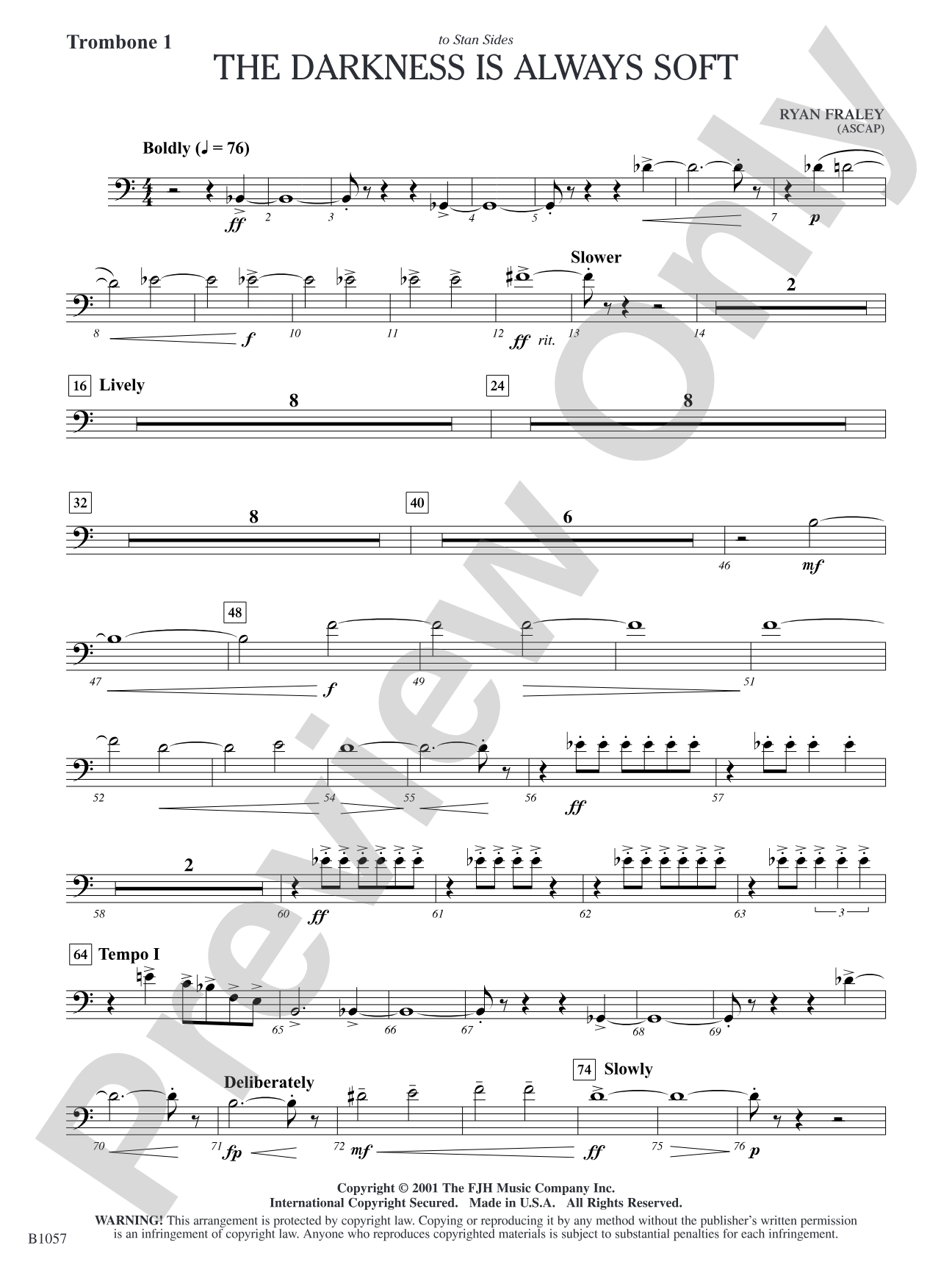 The Darkness is Always Soft: Trombone 1