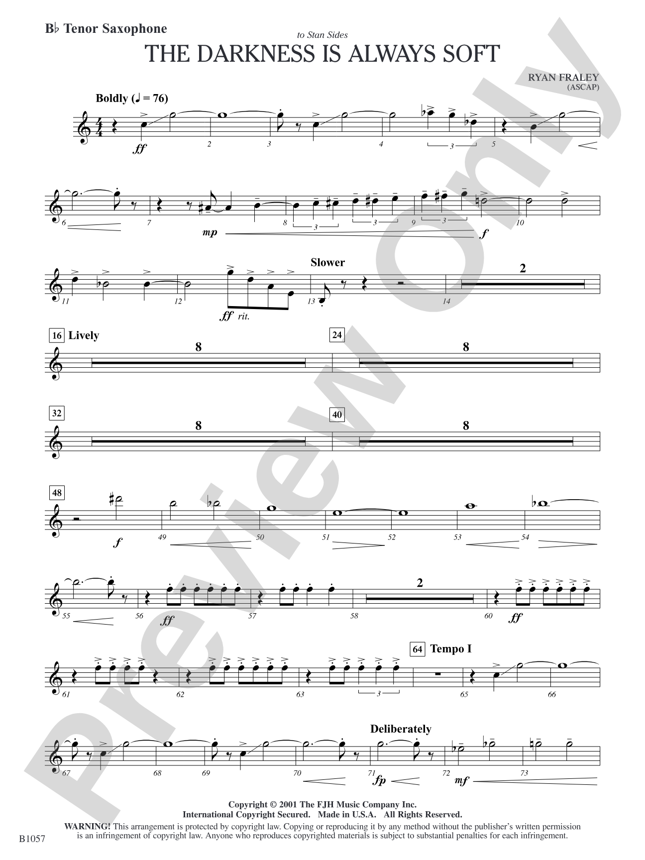 The Darkness is Always Soft: B-flat Tenor Saxophone