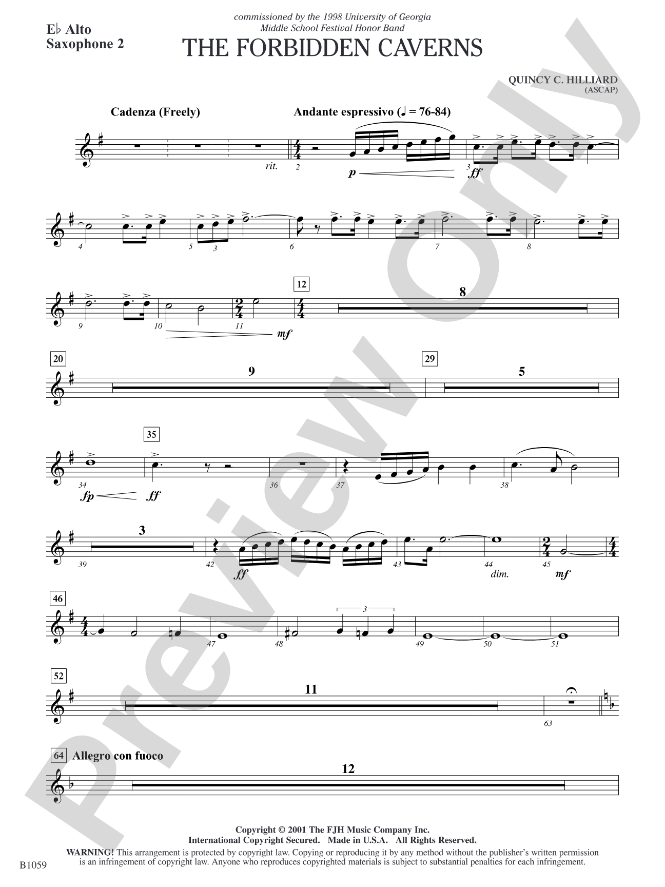 The Forbidden Caverns: E-flat Alto Saxophone 2