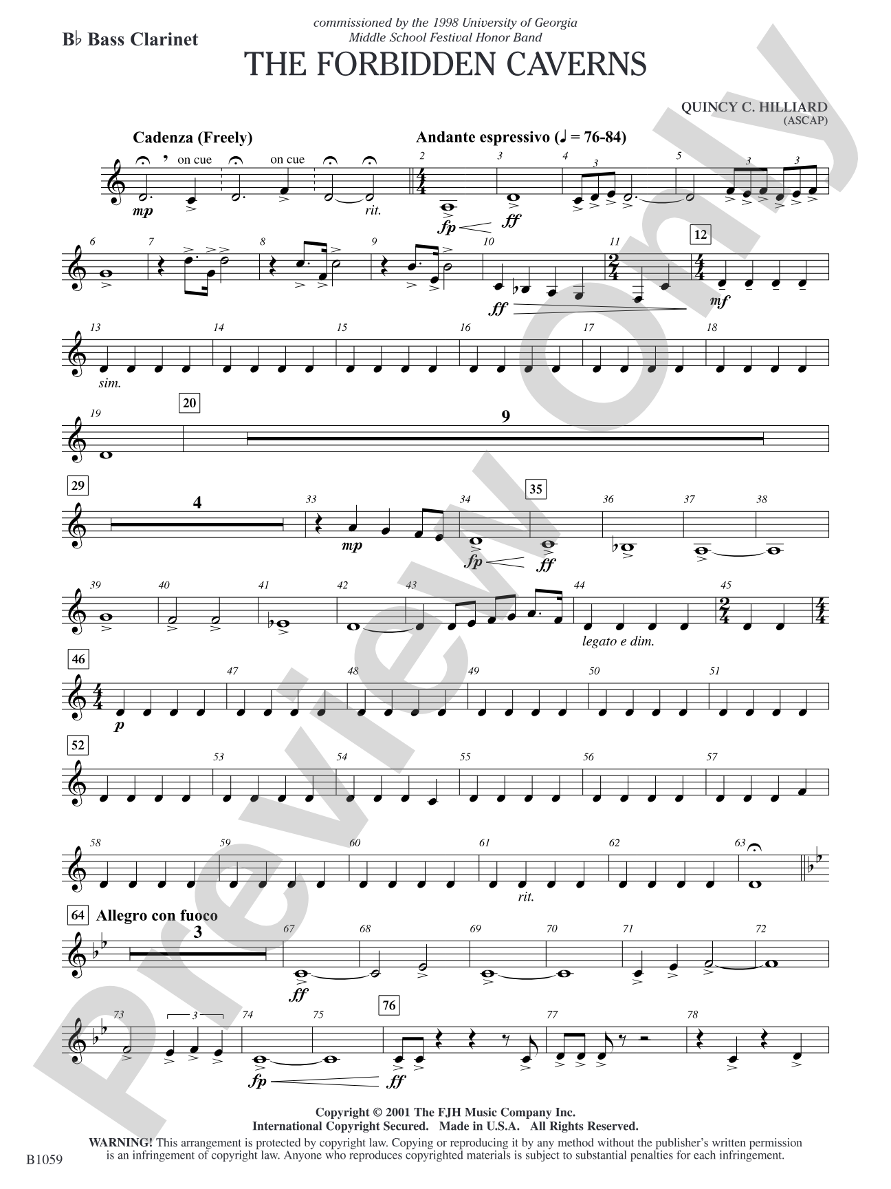 The Forbidden Caverns: B-flat Bass Clarinet