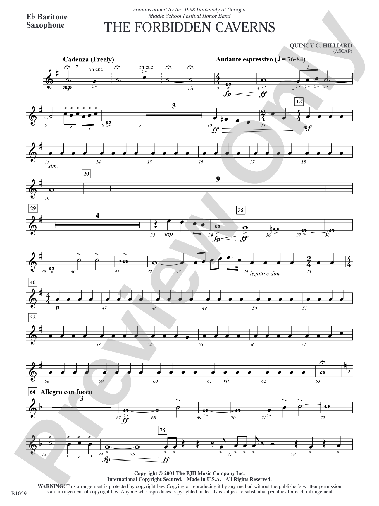The Forbidden Caverns: E-flat Baritone Saxophone