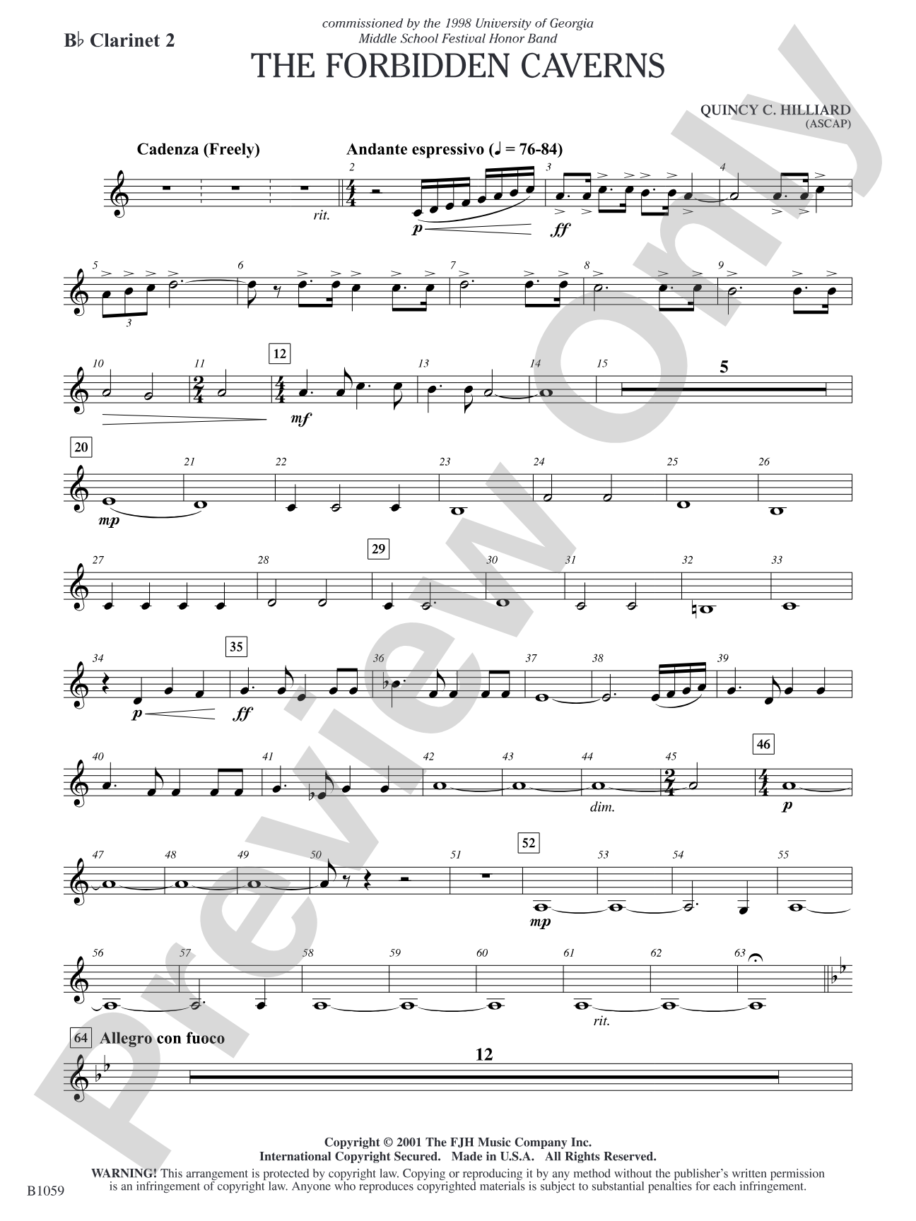 The Forbidden Caverns: B-flat Clarinet 2