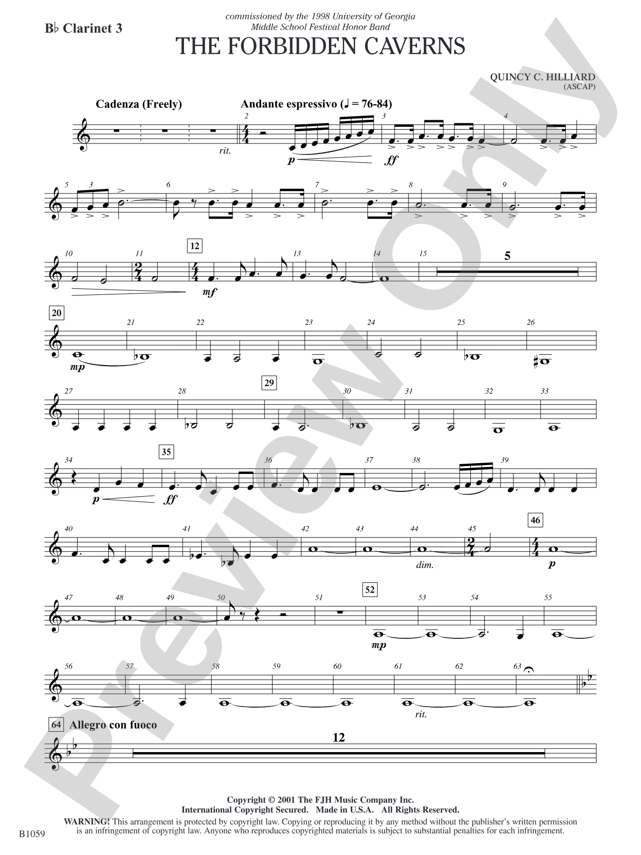 The Forbidden Caverns: B-flat Clarinet 3