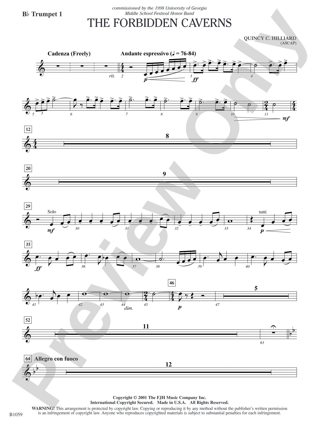The Forbidden Caverns: B-flat Trumpet 1