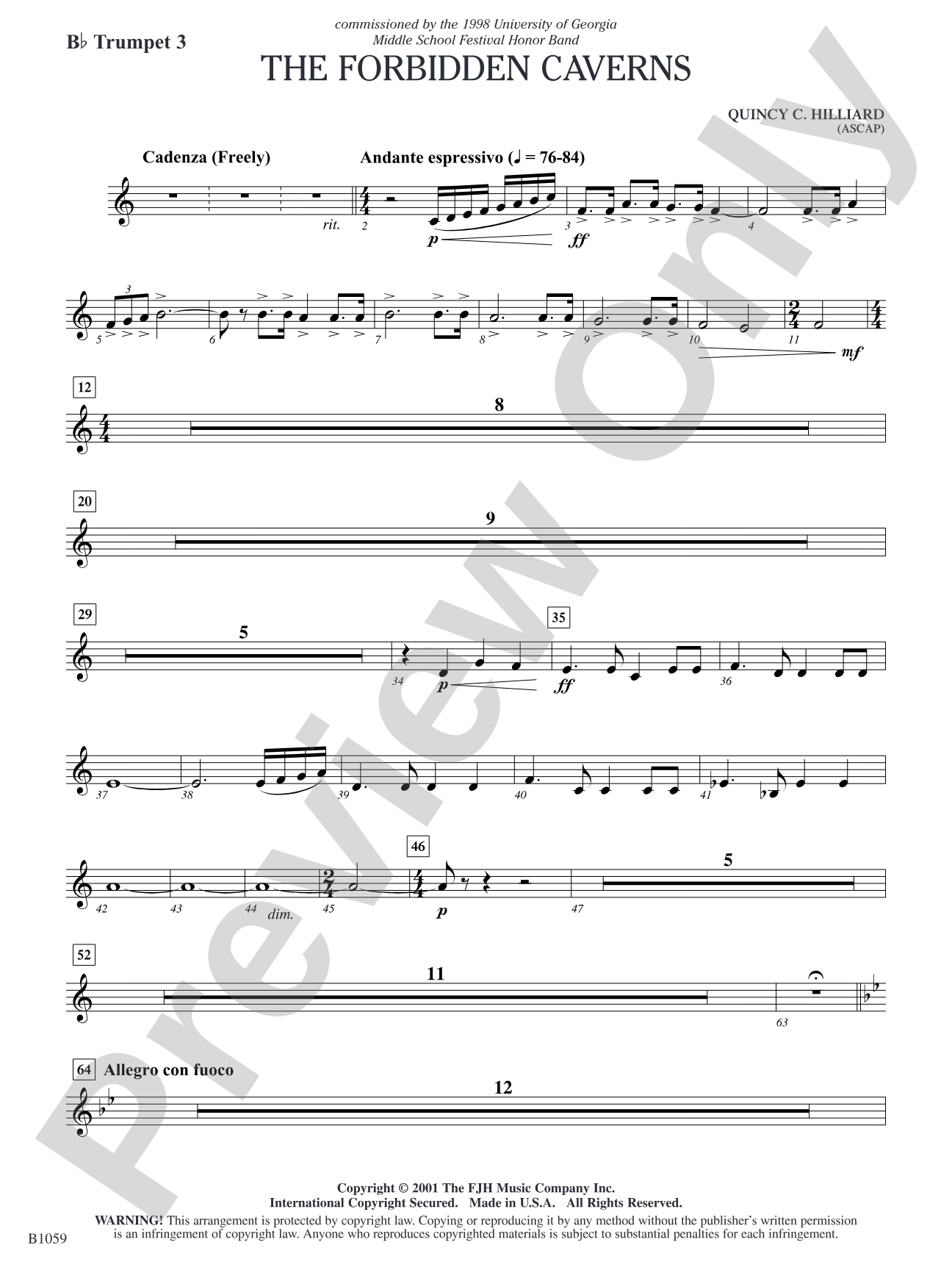 The Forbidden Caverns: B-flat Trumpet 3