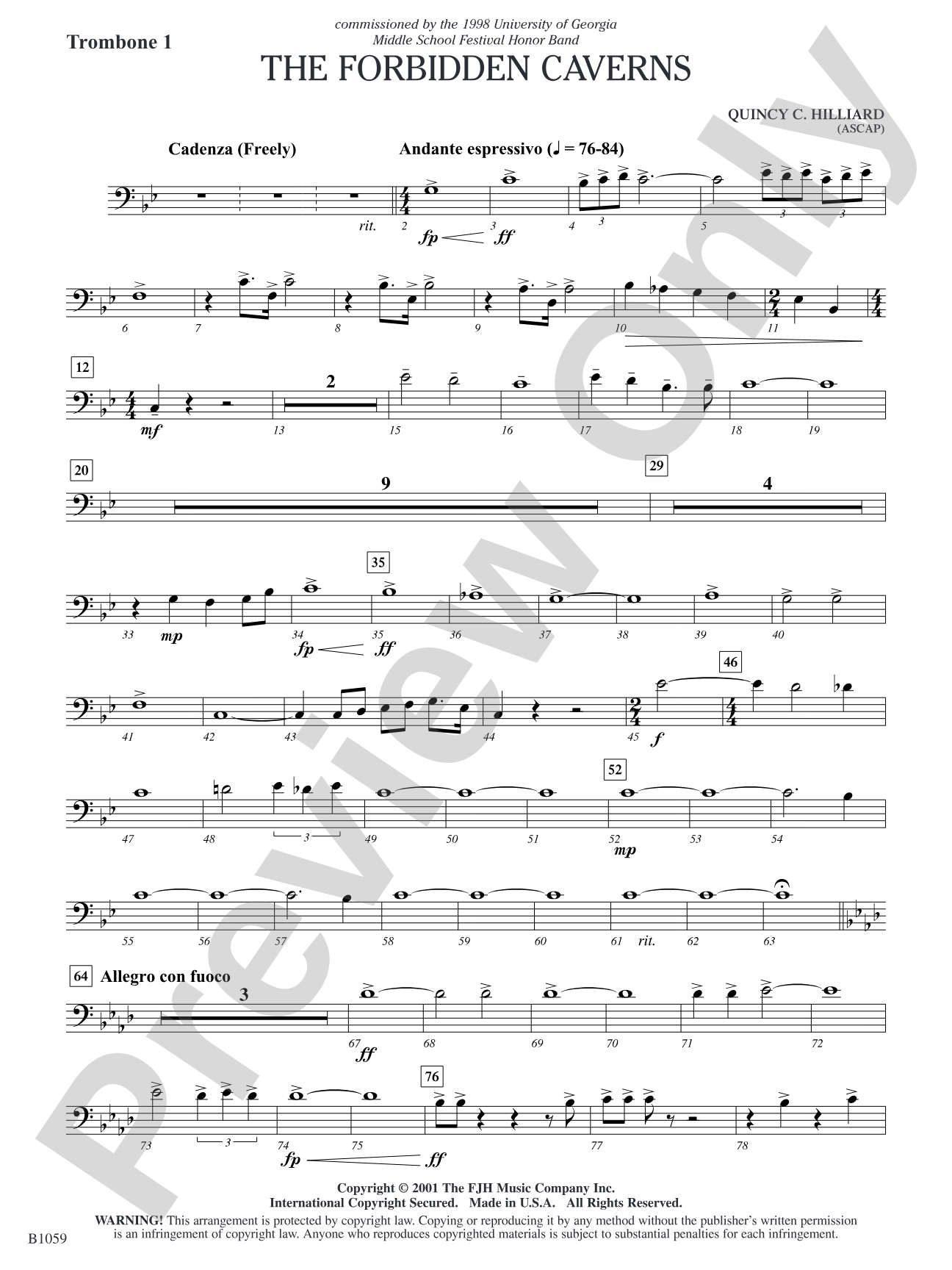 The Forbidden Caverns: Trombone 1