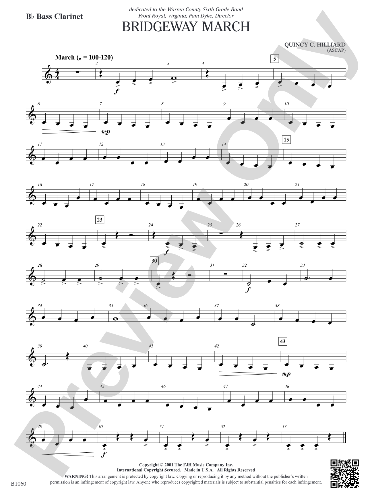Bridgeway March: B-flat Bass Clarinet