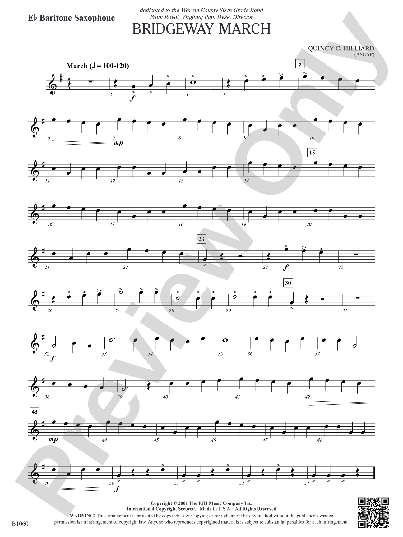 Bridgeway March: E-flat Baritone Saxophone