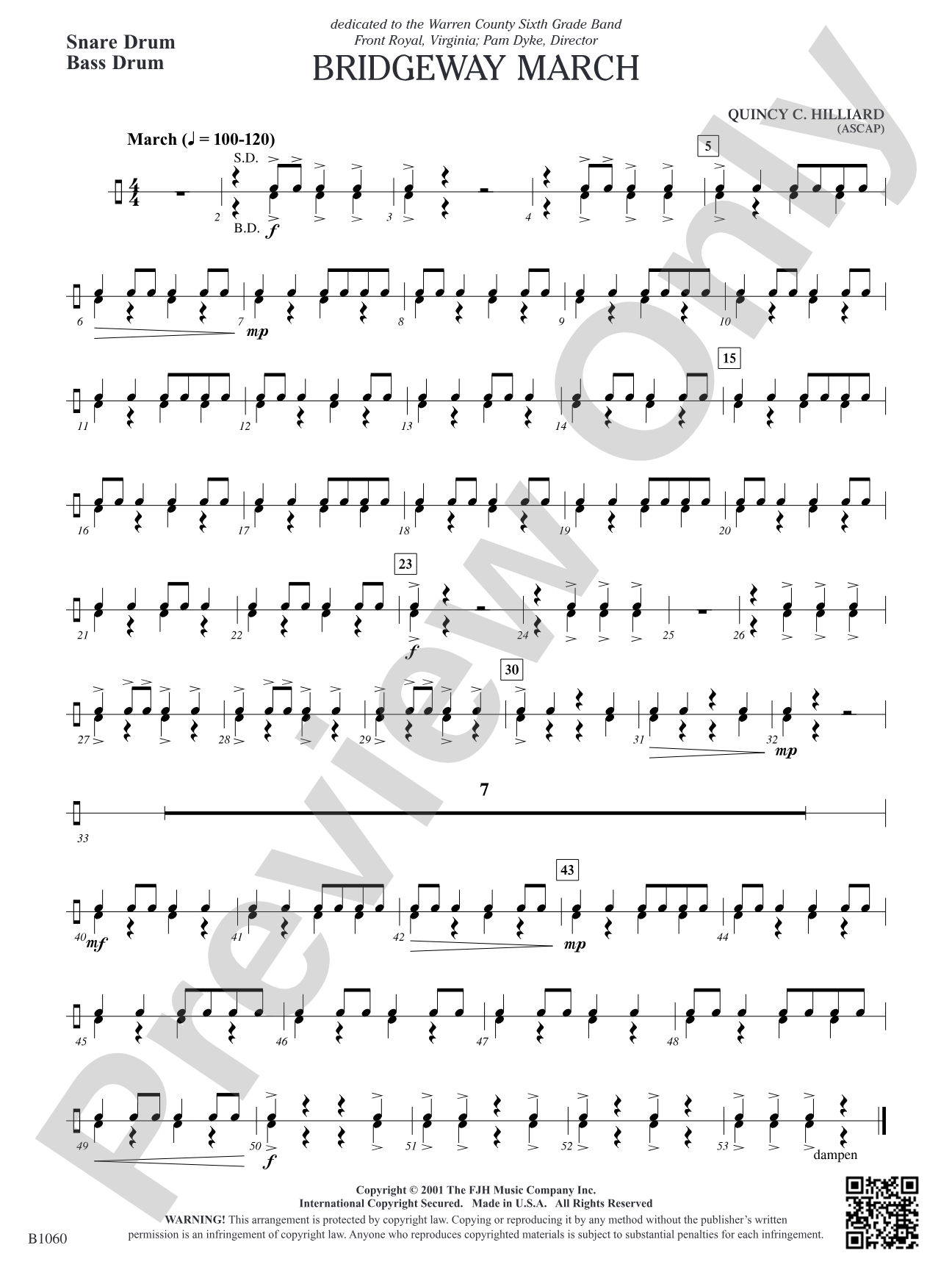 Bridgeway March: Snare Drum/Bass Drum