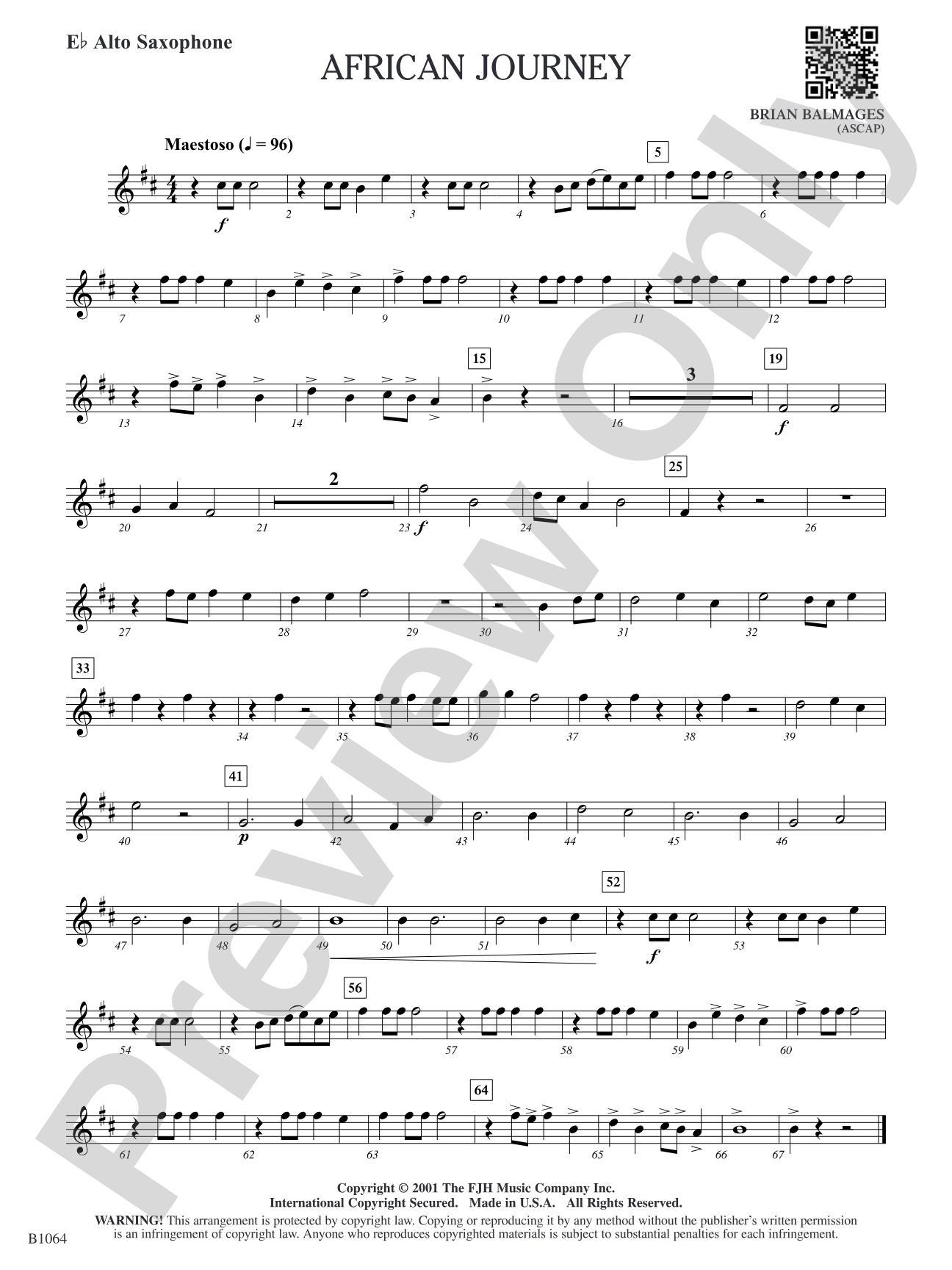 African Journey: E-flat Alto Saxophone