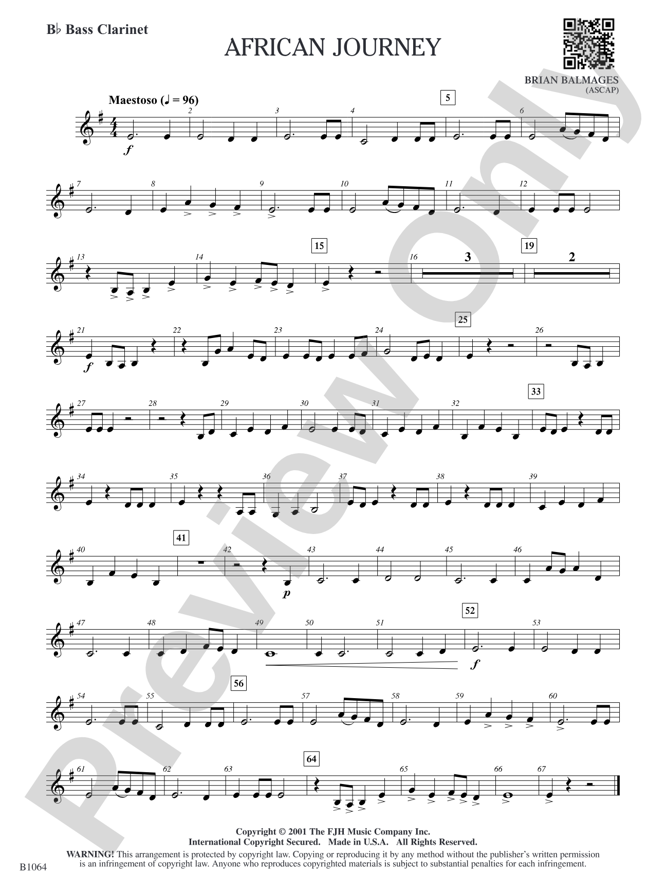 African Journey: B-flat Bass Clarinet