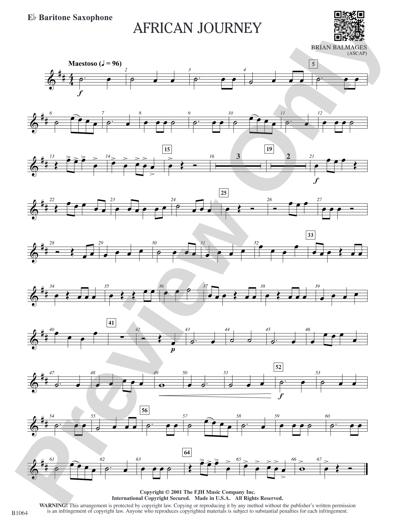 African Journey: E-flat Baritone Saxophone