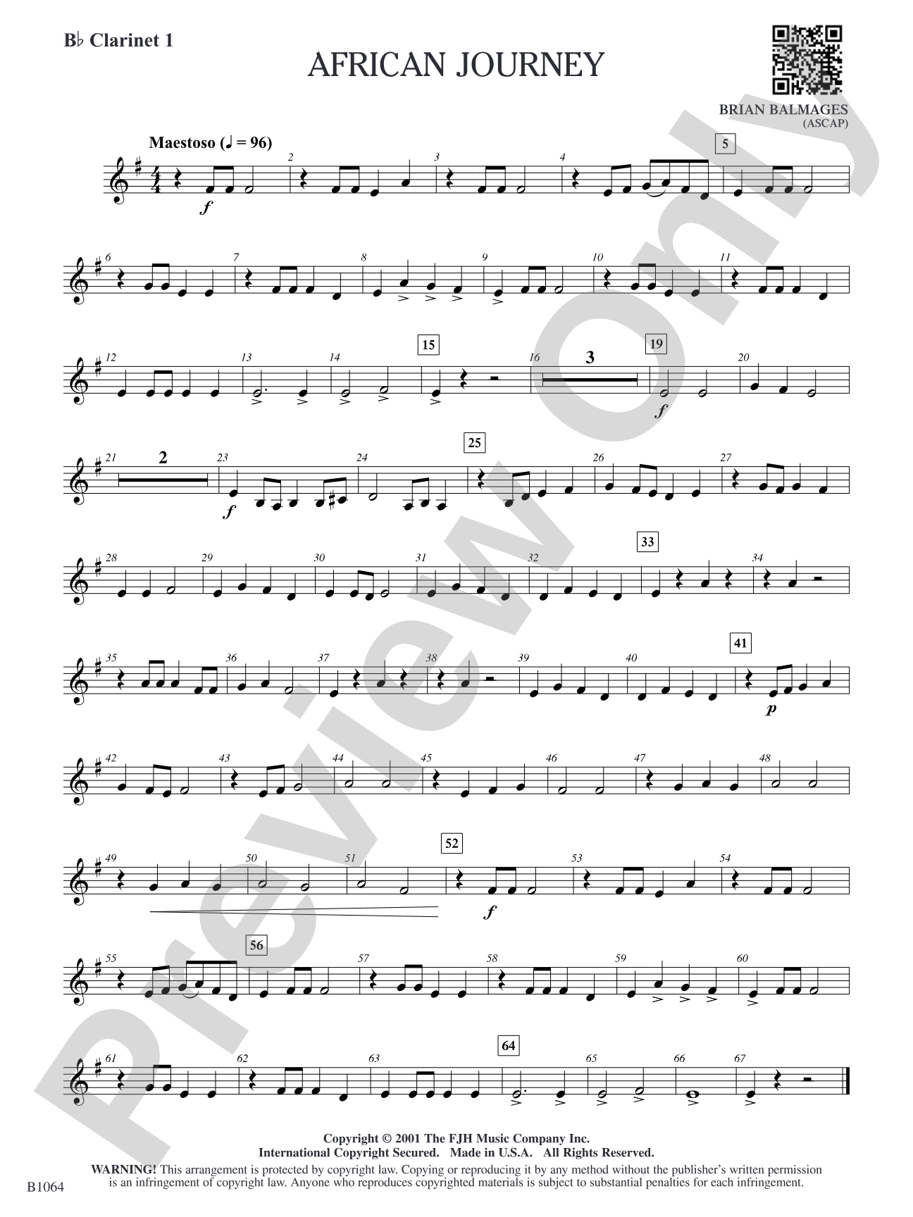 African Journey: B-flat Clarinet 1