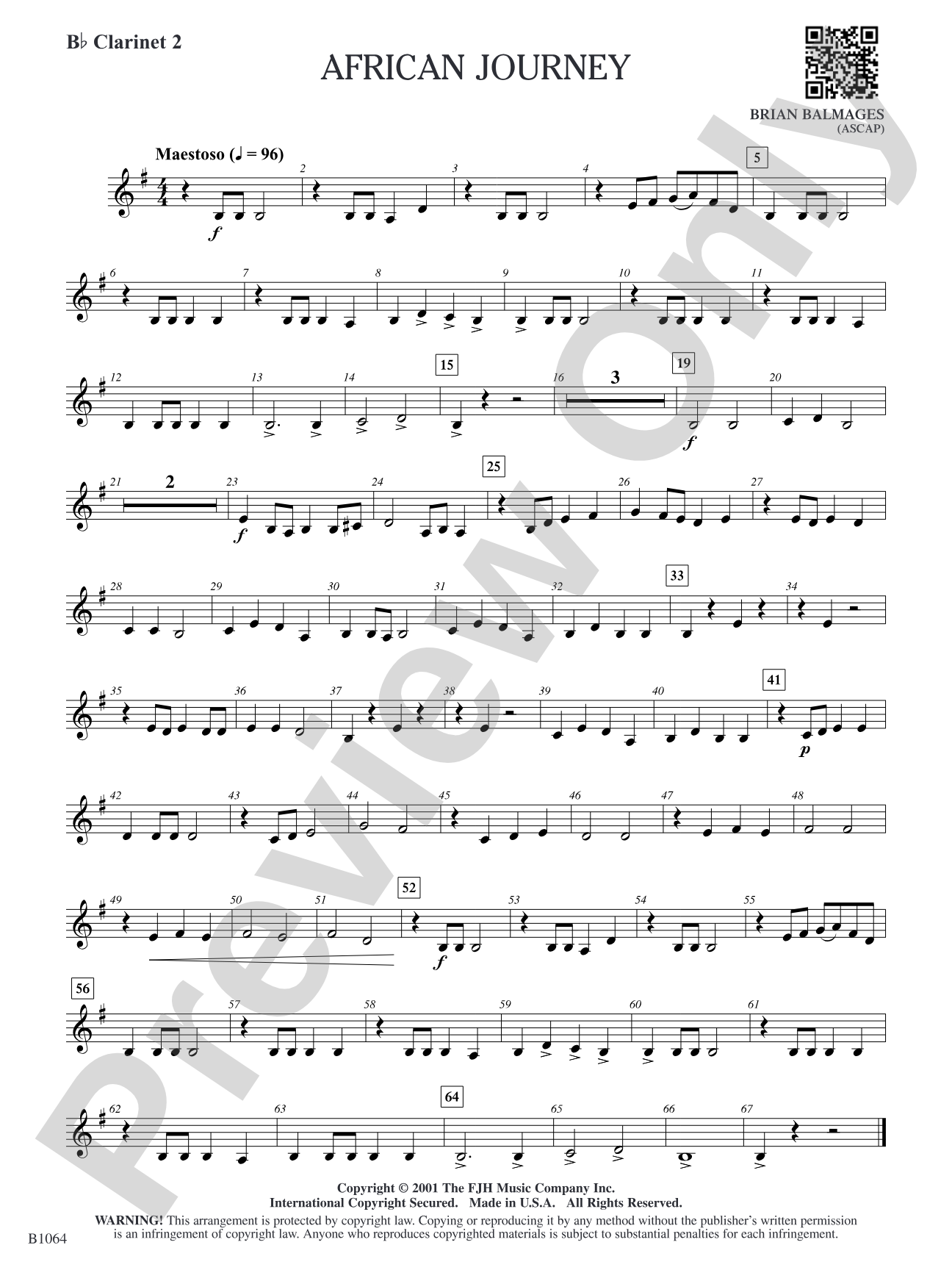 African Journey: B-flat Clarinet 2