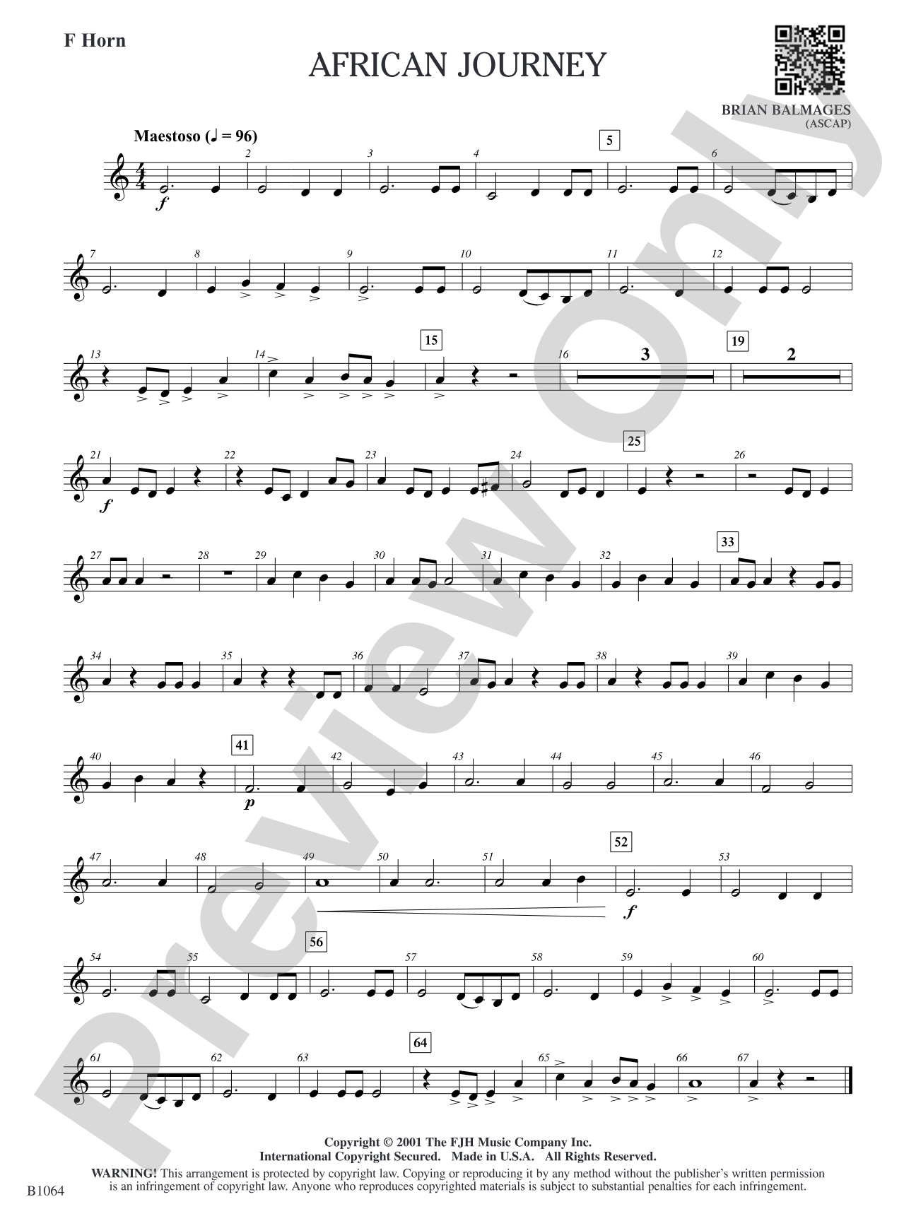 African Journey: F Horn