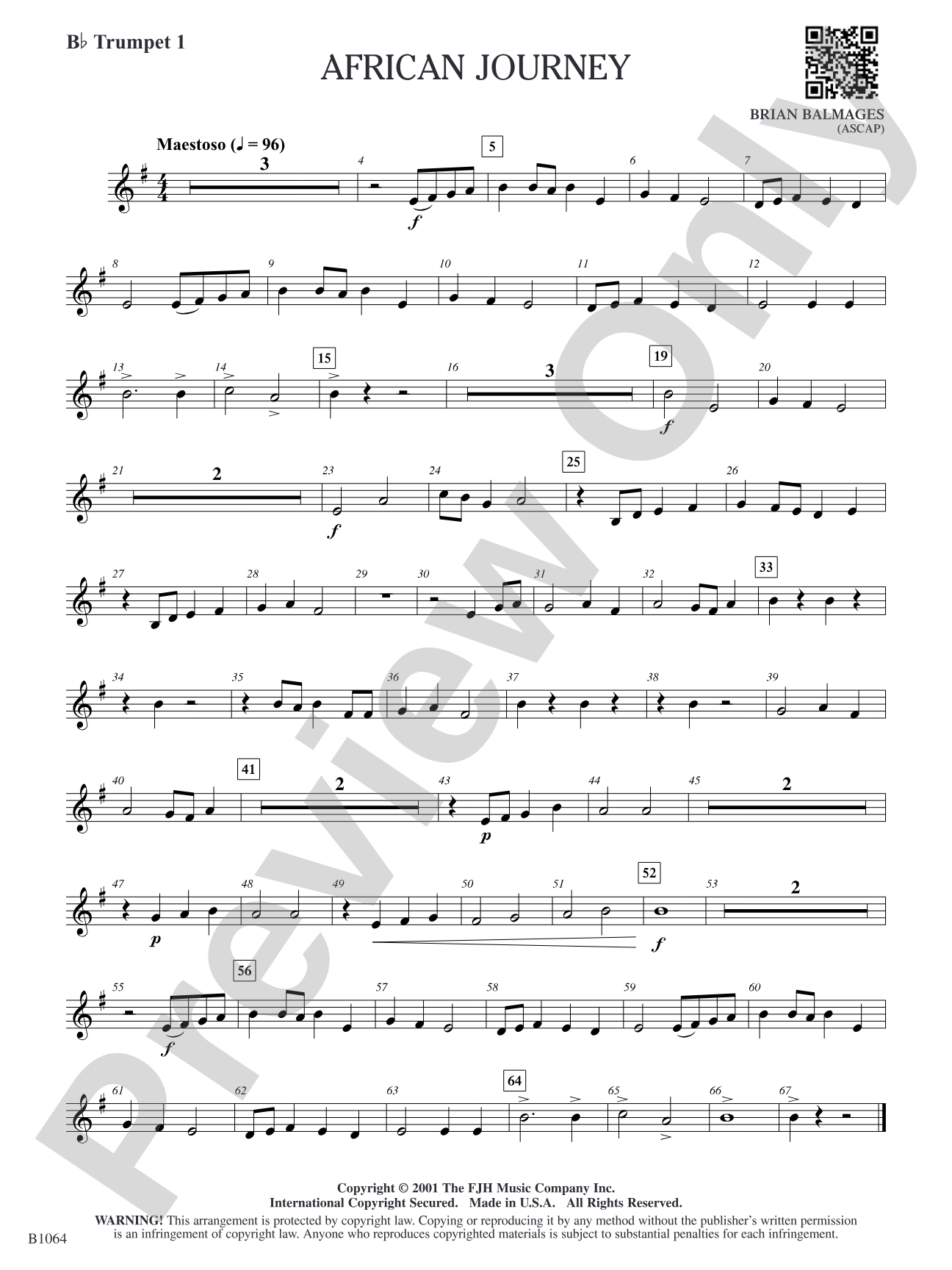 African Journey: B-flat Trumpet 1