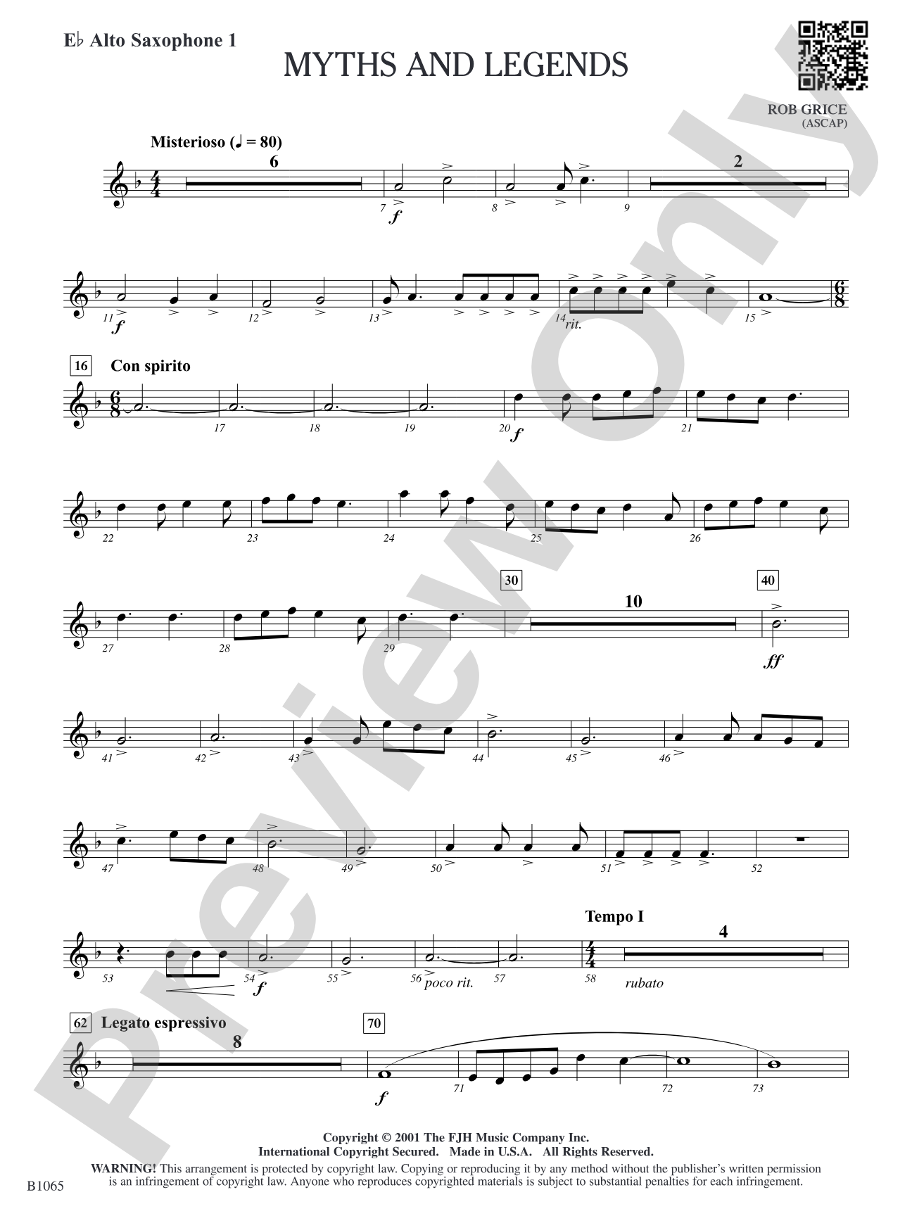 Myths and Legends: E-flat Alto Saxophone 1