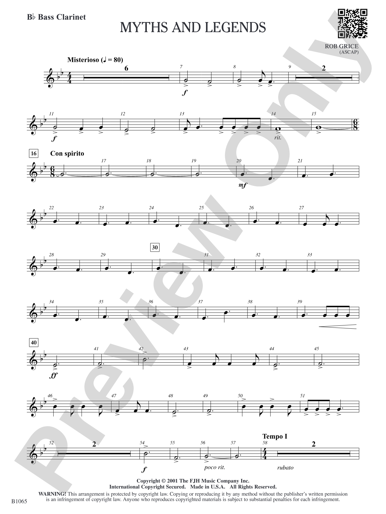 Myths and Legends: B-flat Bass Clarinet