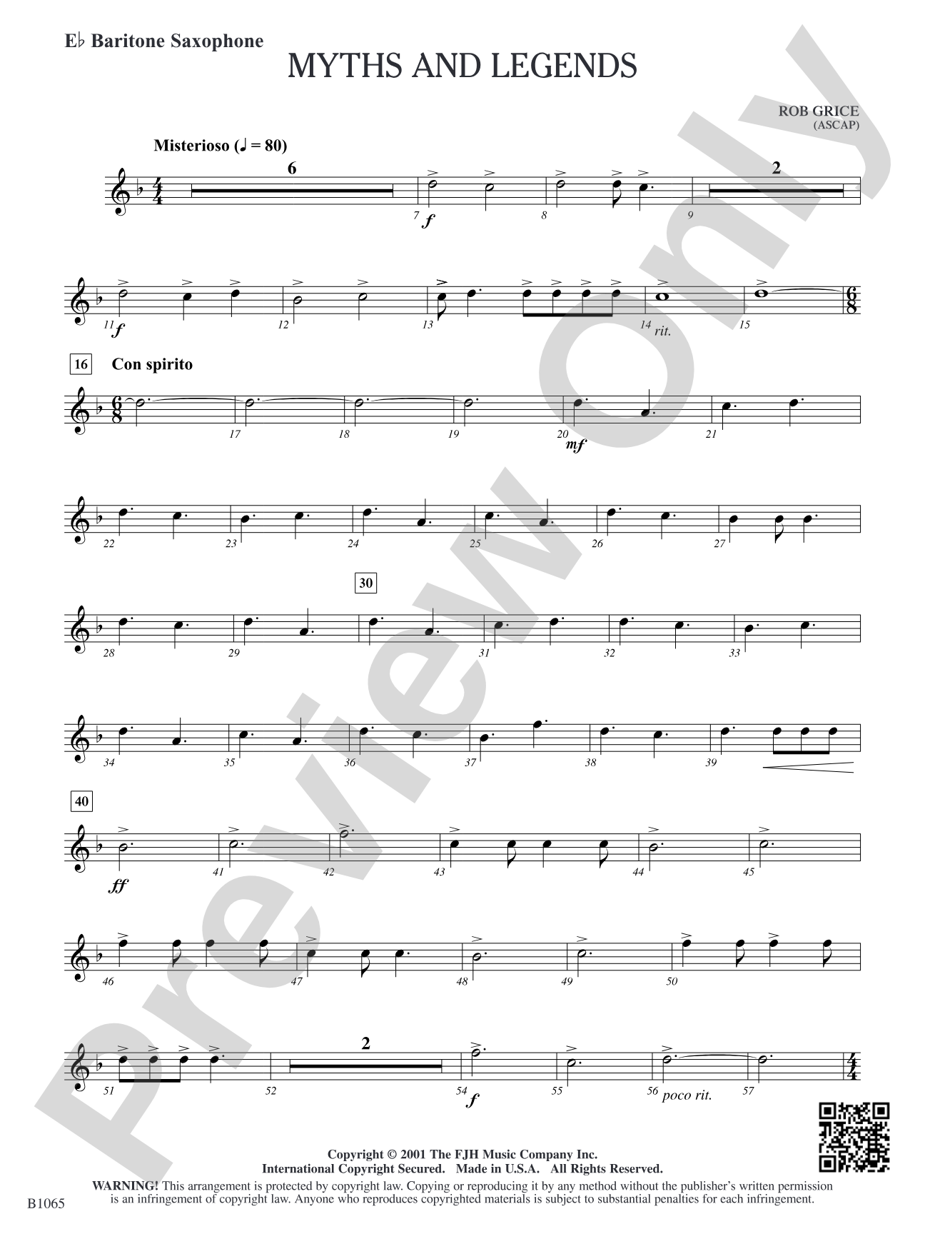 Myths and Legends: E-flat Baritone Saxophone