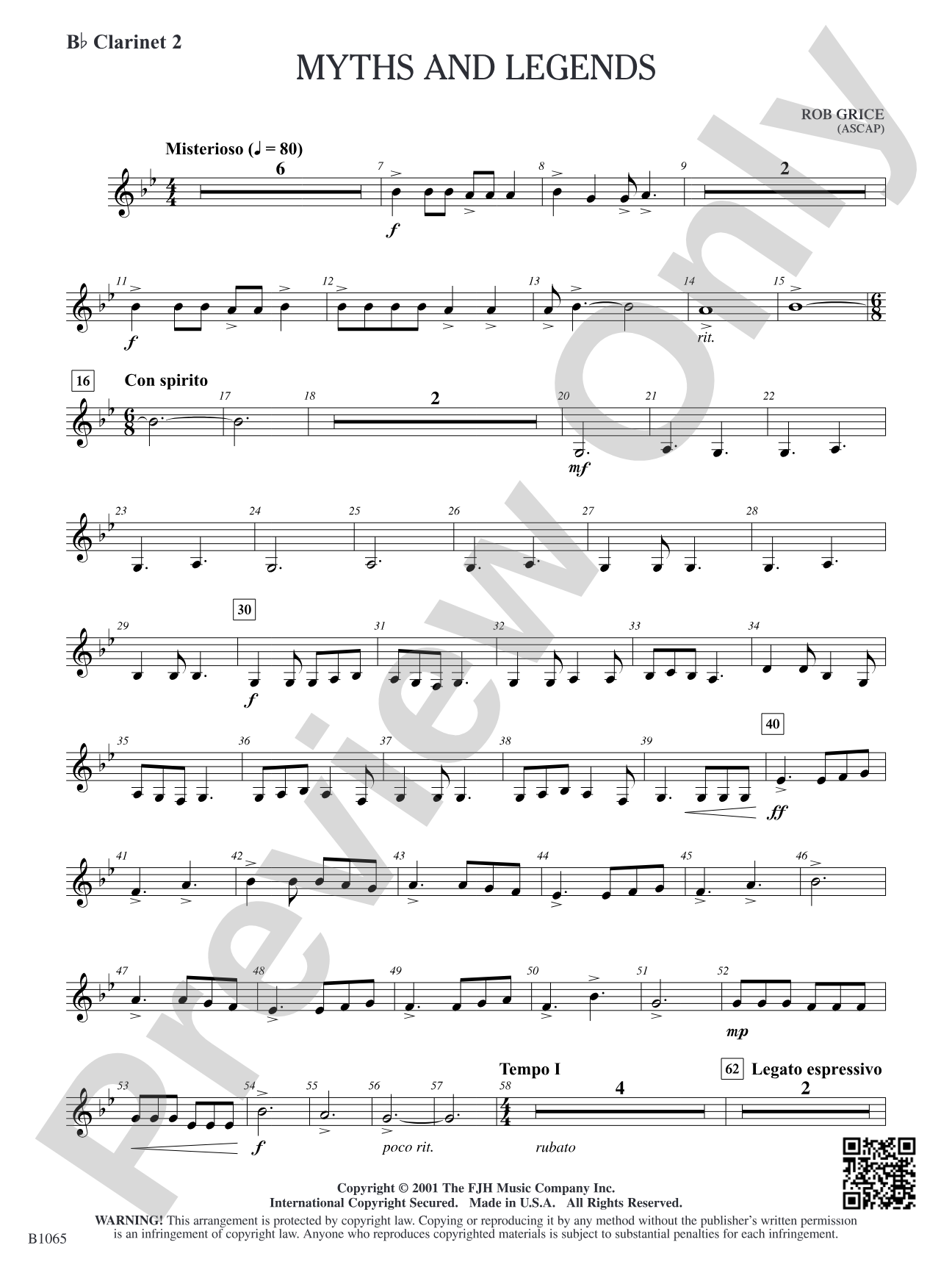 Myths and Legends: B-flat Clarinet 2