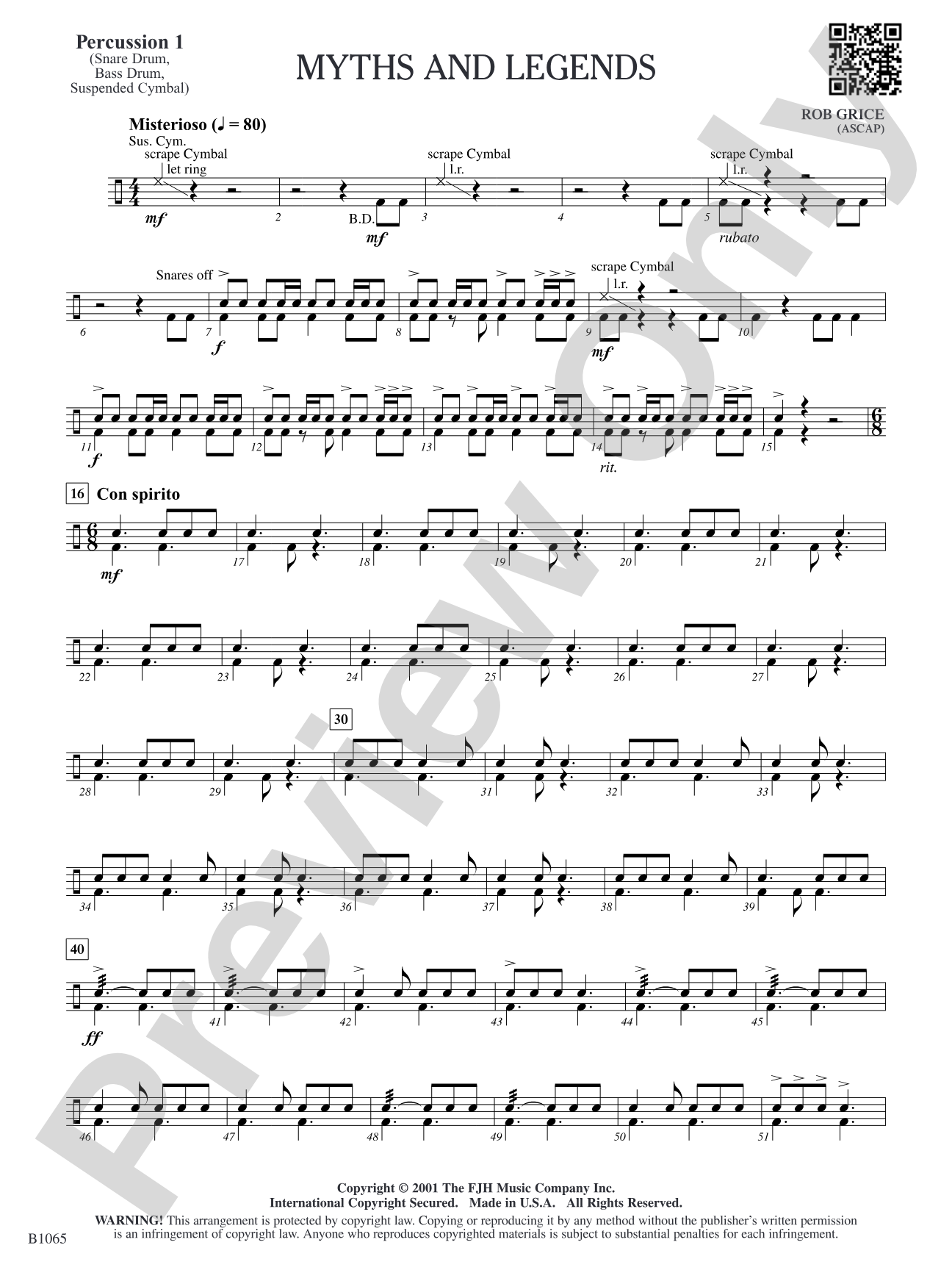 Myths and Legends: Percussion 1