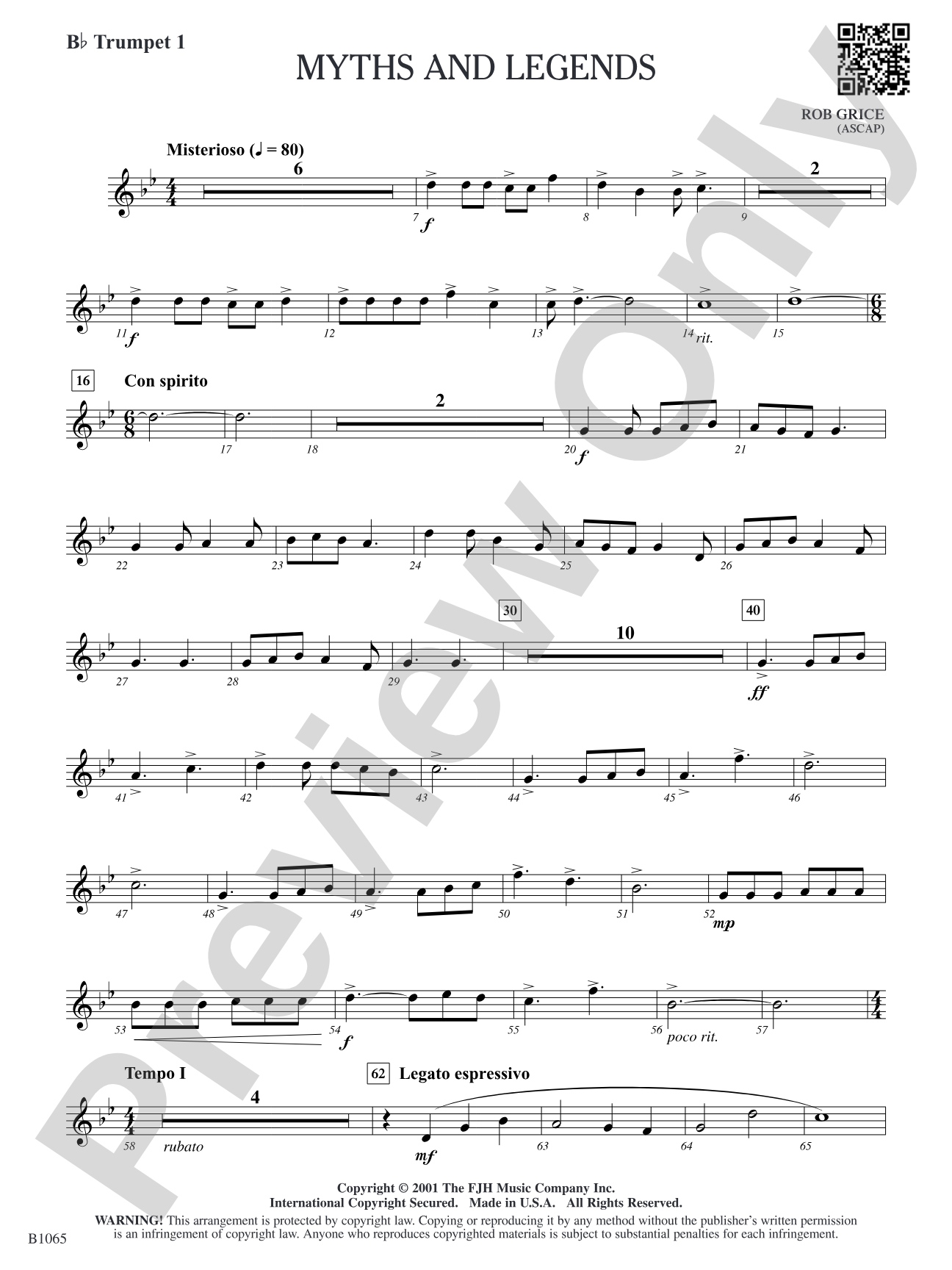 Myths and Legends: B-flat Trumpet 1