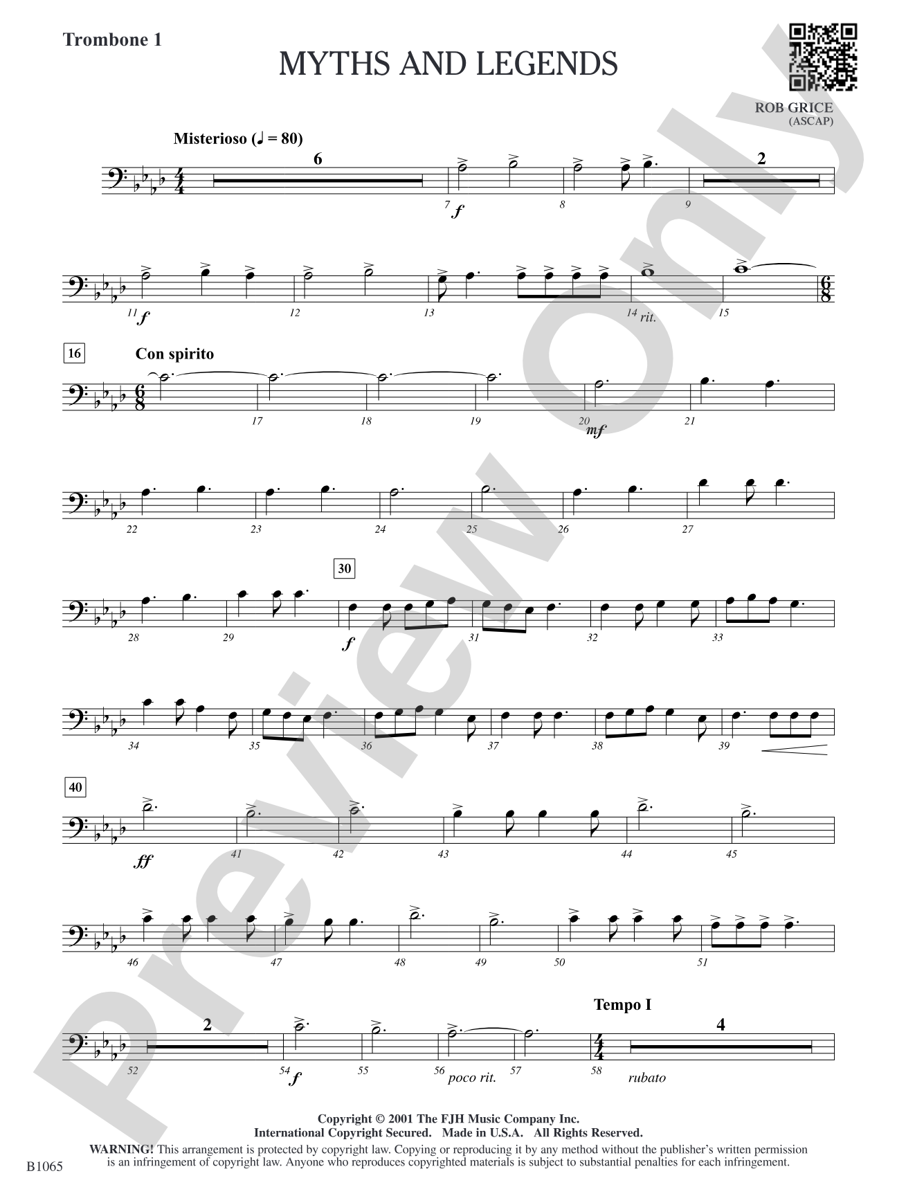 Myths and Legends: Trombone 1
