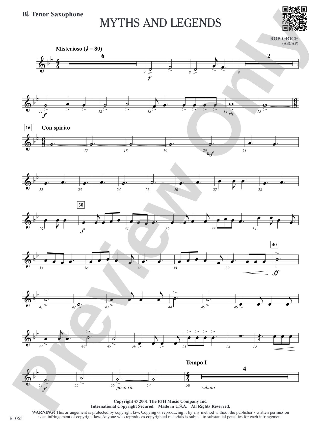 Myths and Legends: B-flat Tenor Saxophone
