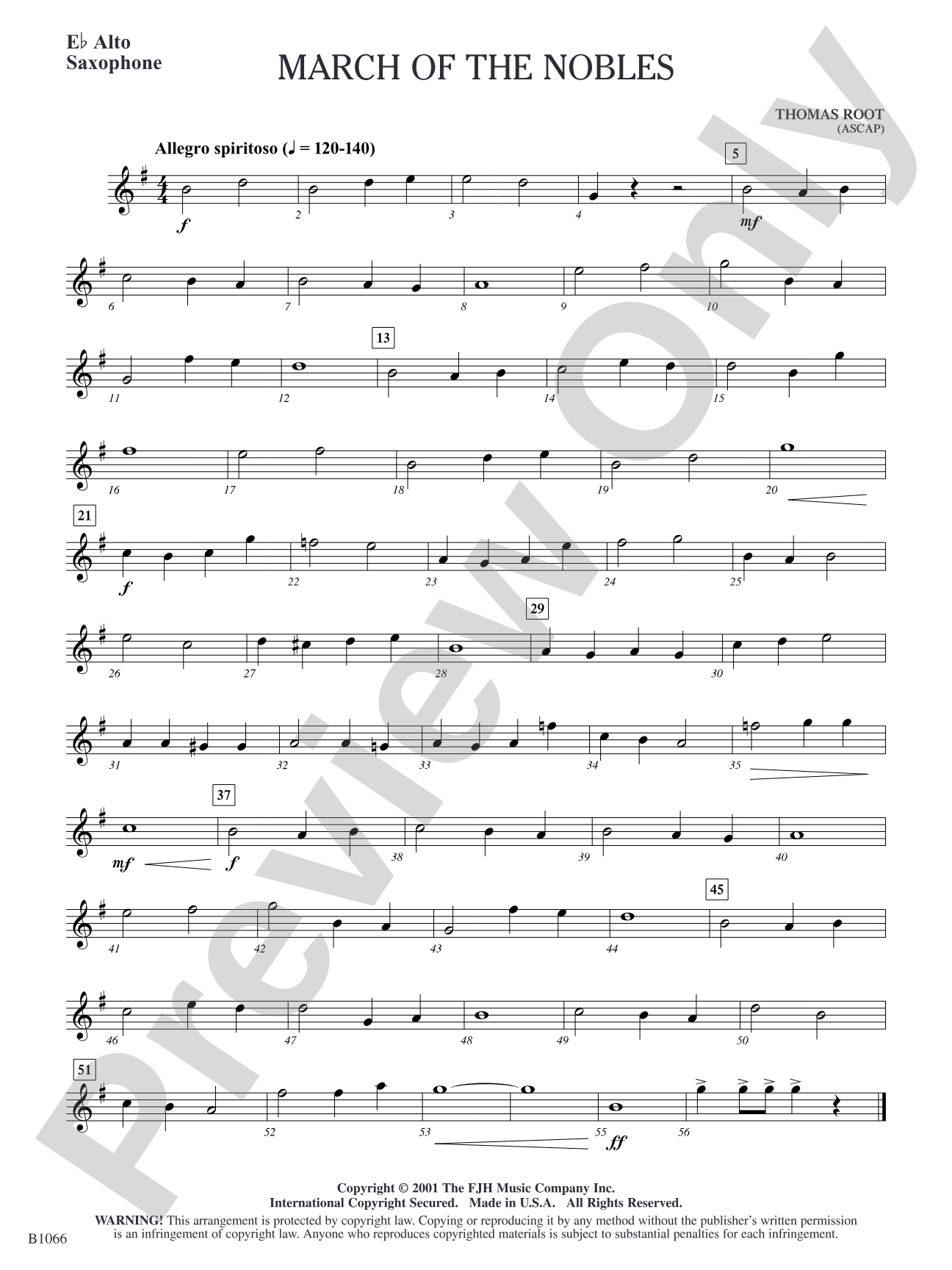 March of the Nobles: E-flat Alto Saxophone