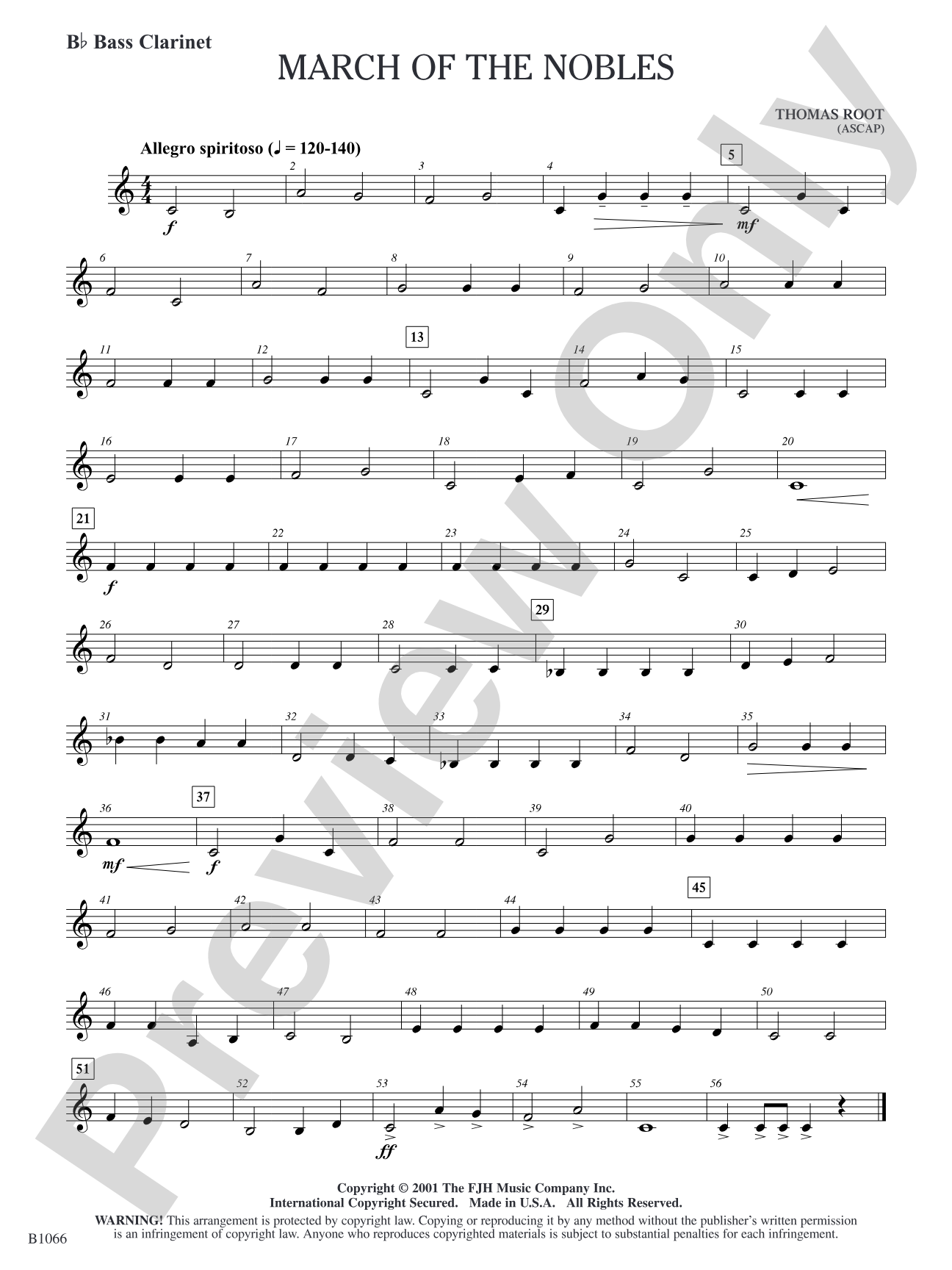March of the Nobles: B-flat Bass Clarinet