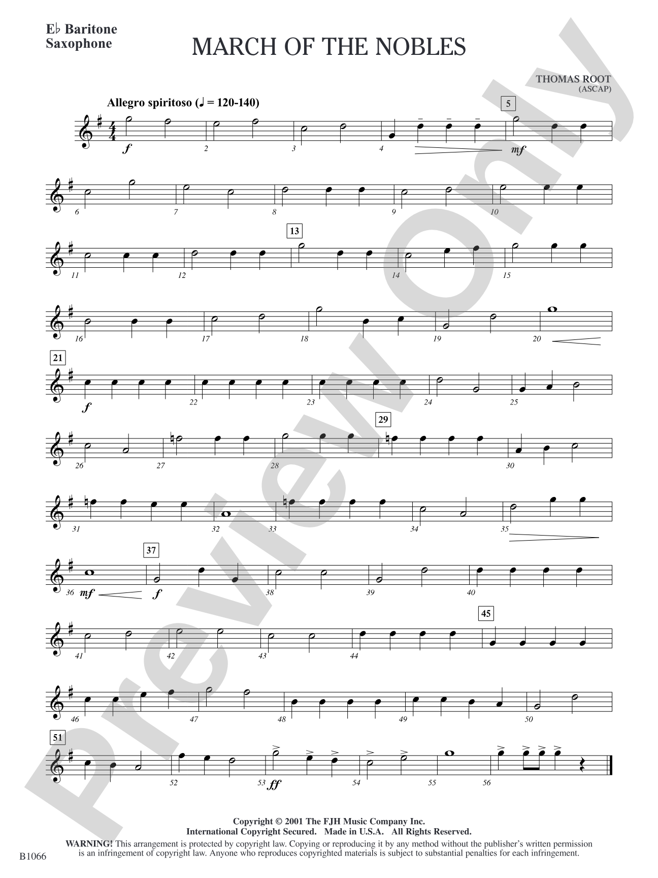 March of the Nobles: E-flat Baritone Saxophone